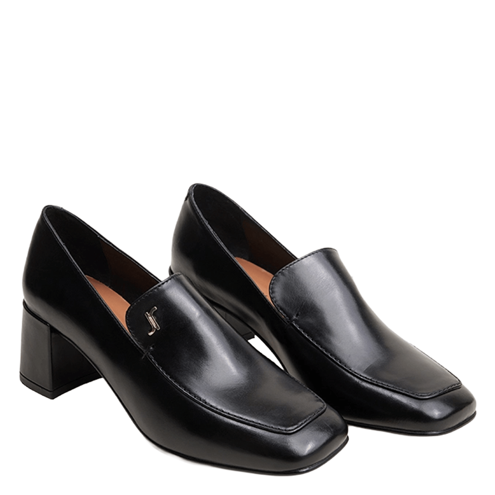 Mocassins à talon mi-haut en cuir villette JONAK Noir