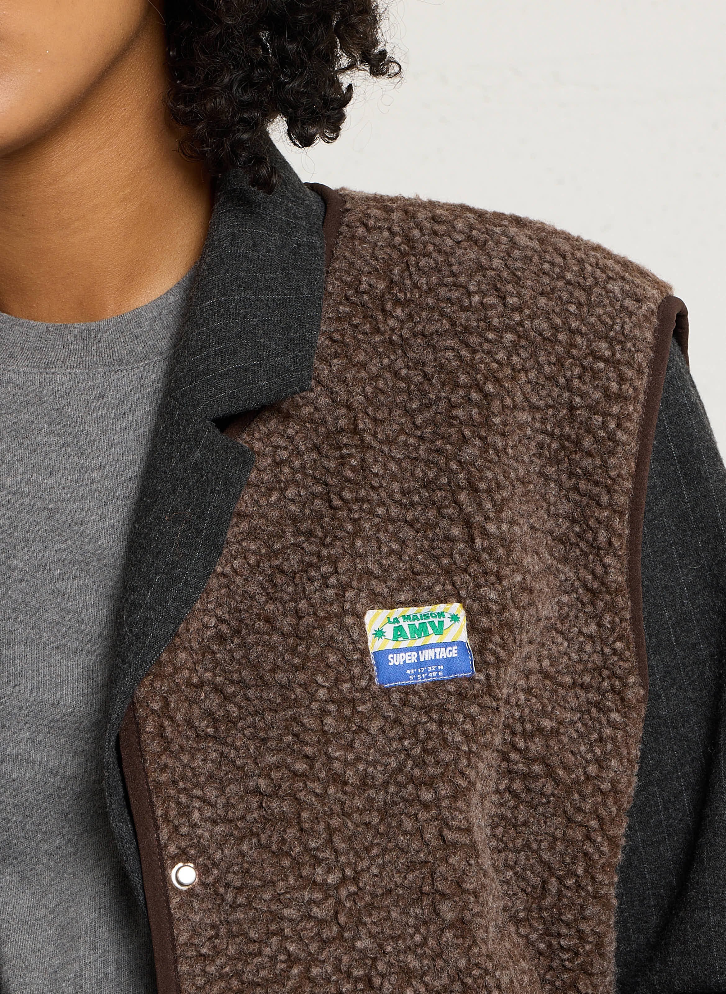 Gilet col rond molletonné sans manches hoktown AMERICAN VINTAGE Marron