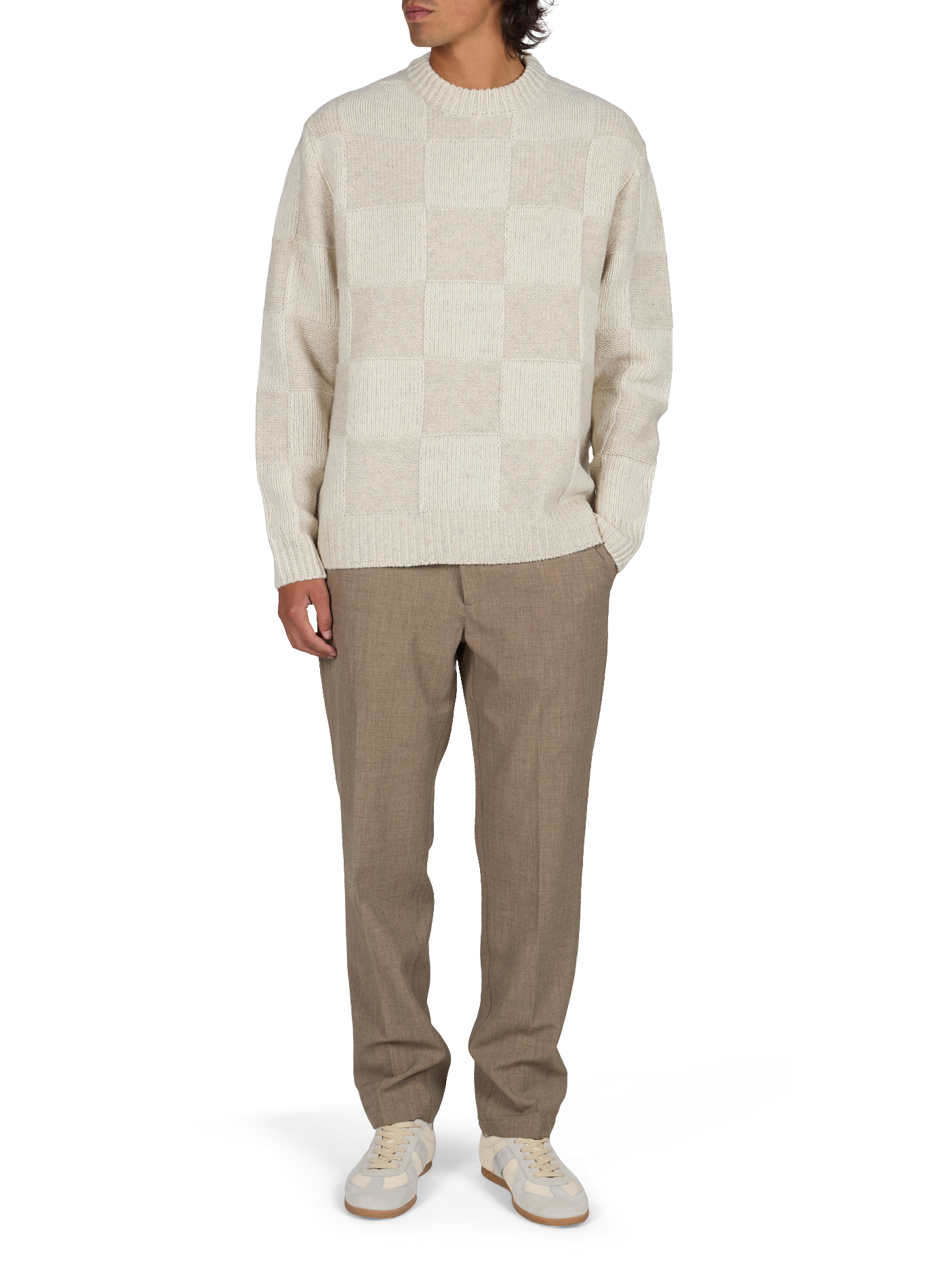 Straight round neck cotton sweater LES DEUX White