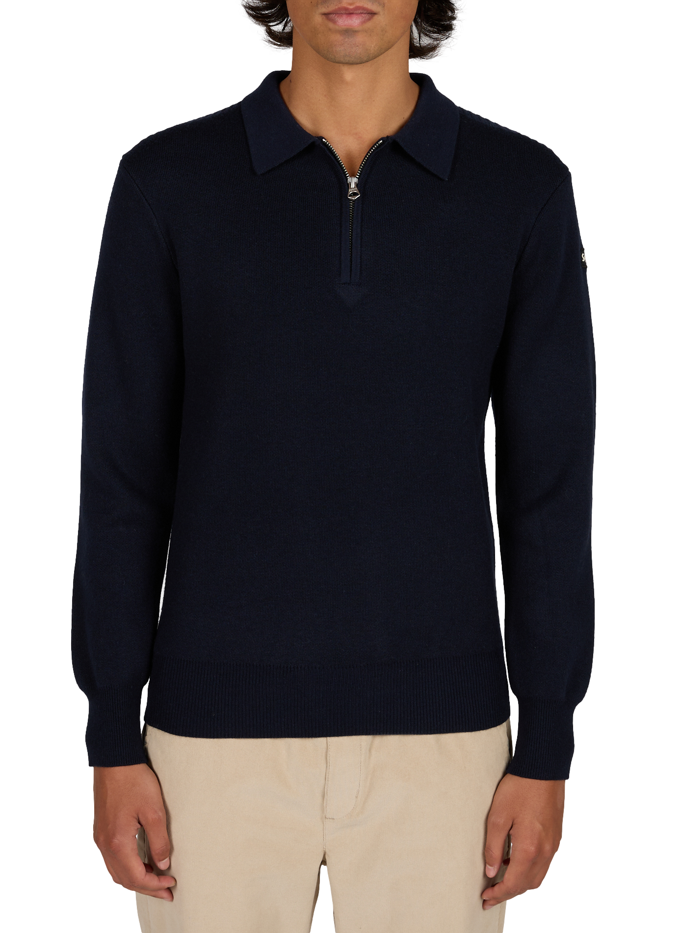 Pull polo en maille fine SCHOTT Bleu