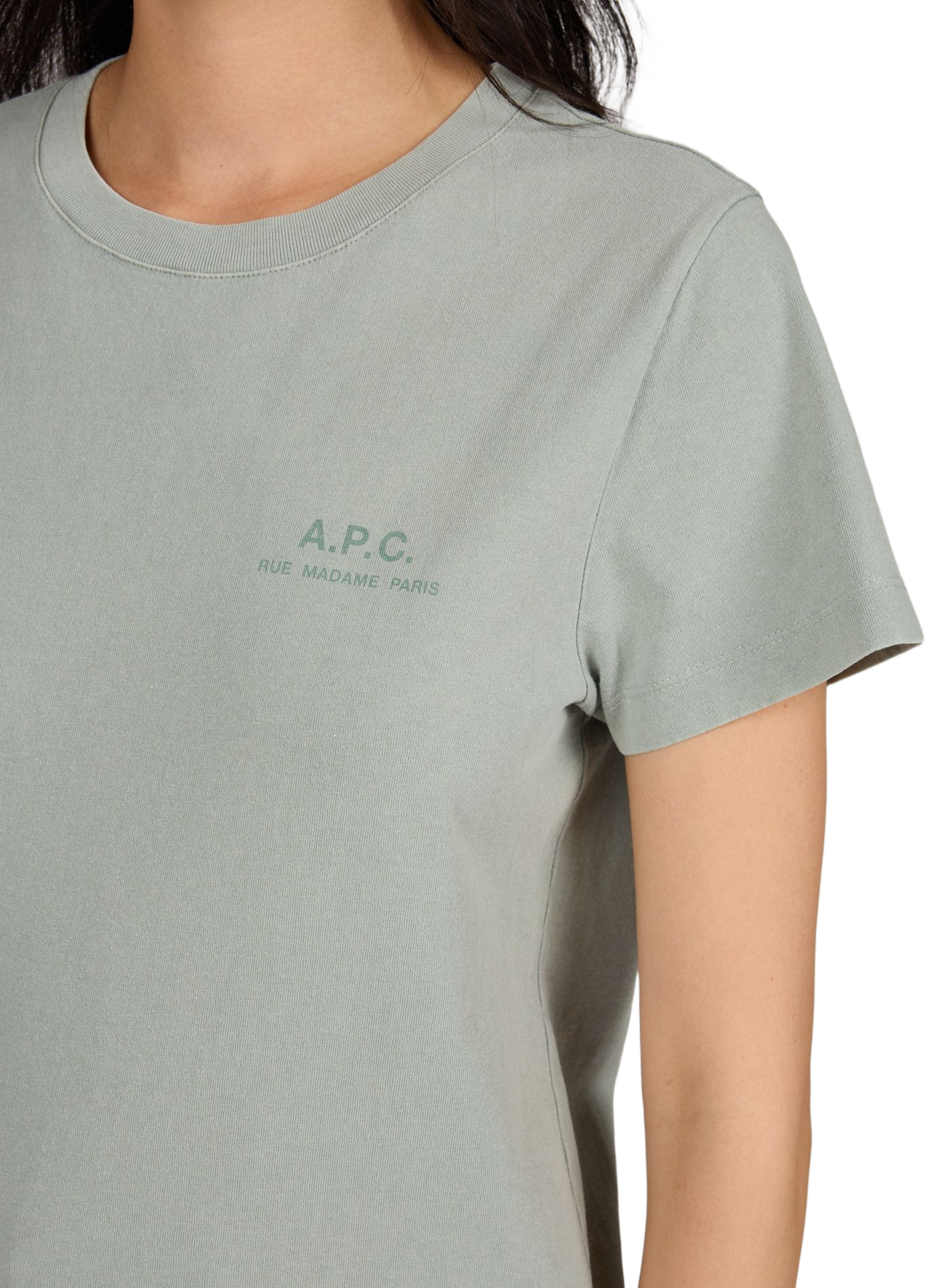 Straight logo cotton t-shirt A.P.C. Grey