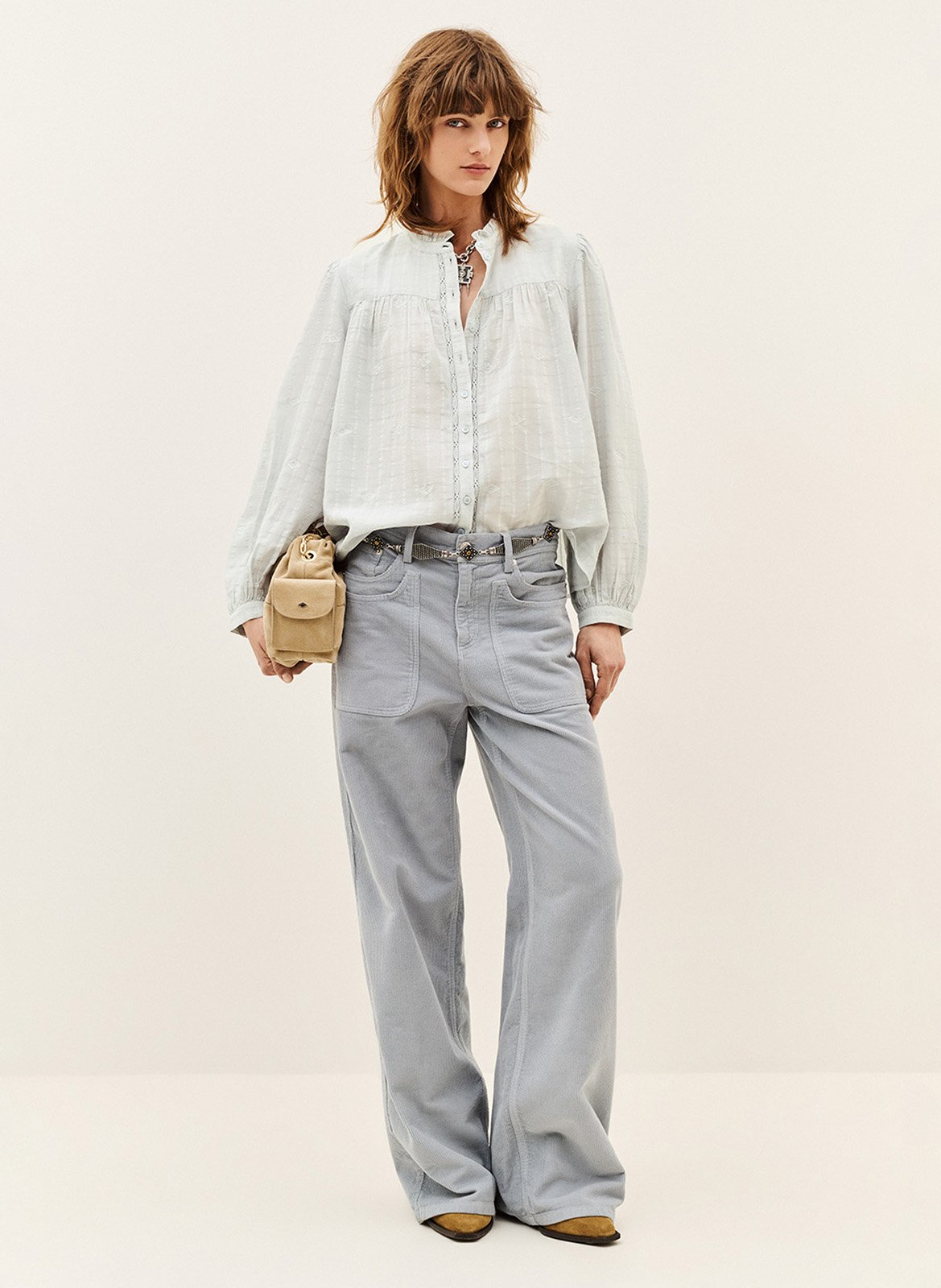 Chemise ample en coton mélangé melody BA&SH Bleu