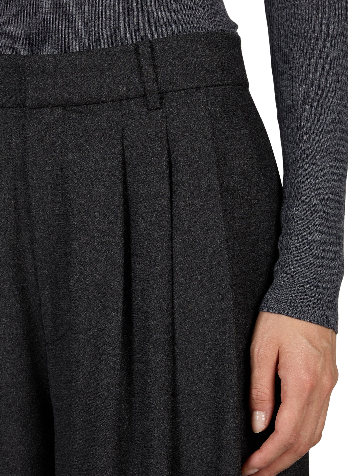 Wide-leg pleated trousers in blended wool TIBI Grey