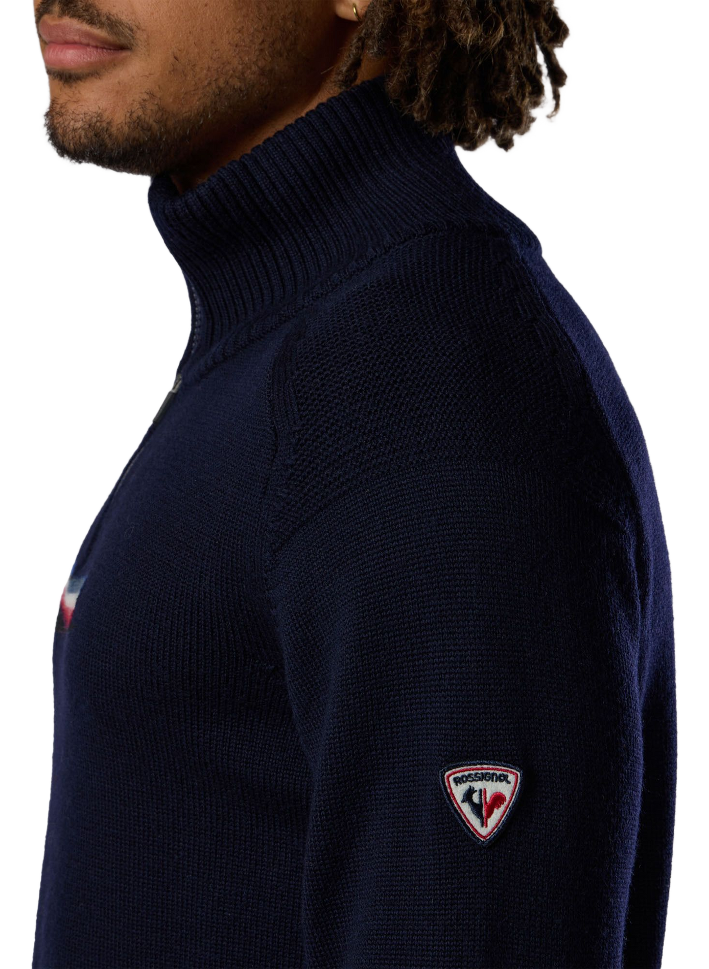 Straight-fit merino wool trucker-collar sweater ROSSIGNOL Blue