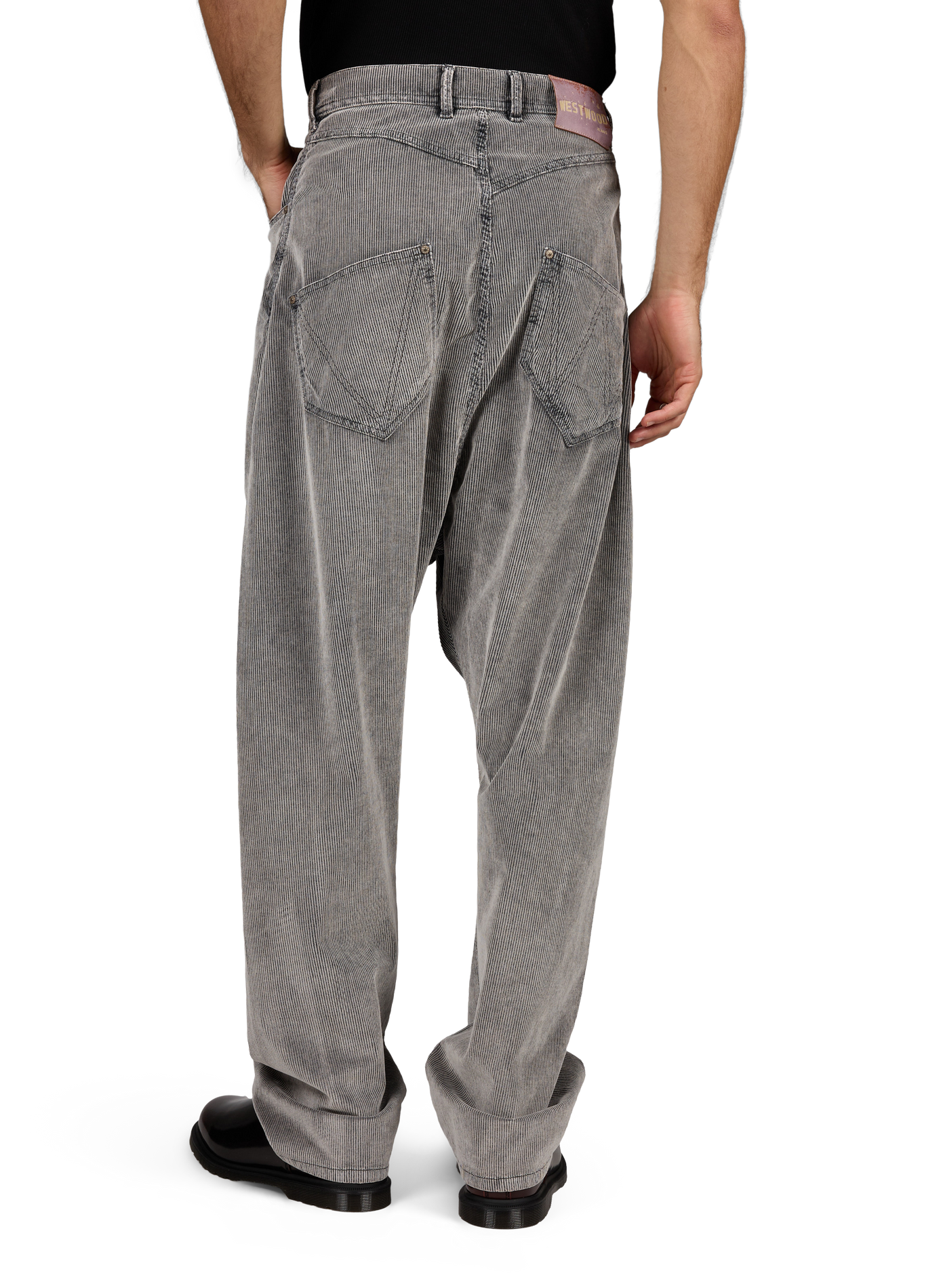 Wide-leg ribbed cotton-blend jeans VIVIENNE WESTWOOD Grey