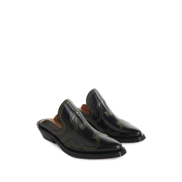 Mules Western en cuir