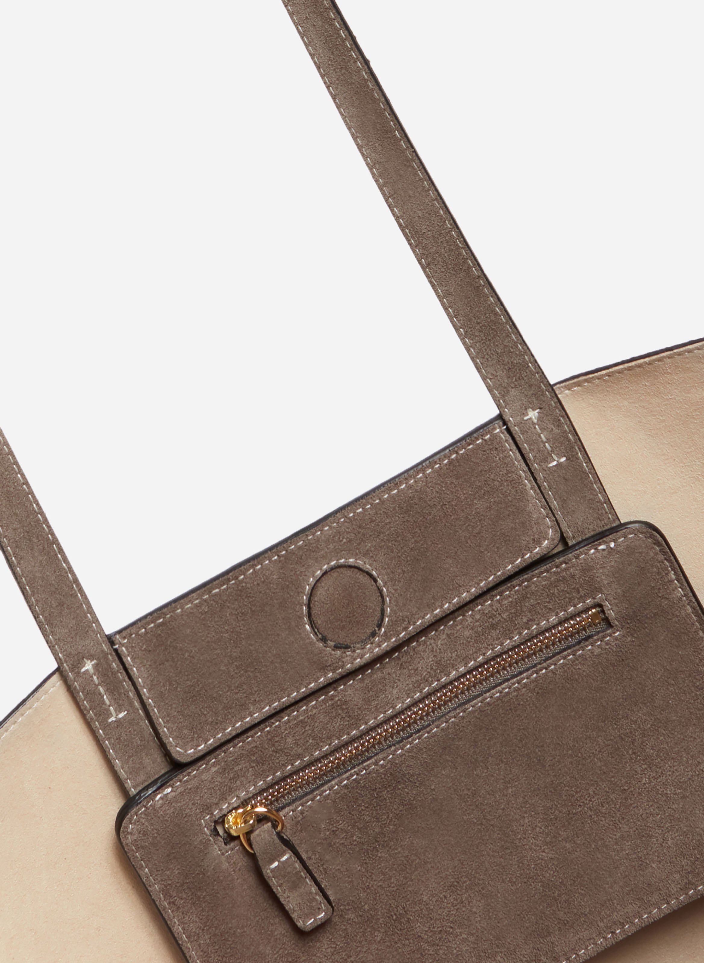 Petit cabas daily en cuir velours VANESSA BRUNO Beige