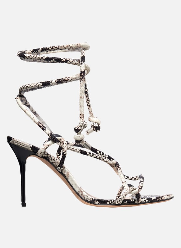 Sandales à talons en cuir imprimé swaypy Beige by IRO IRO Sandales à talons en cuir imprimé swaypy Beige