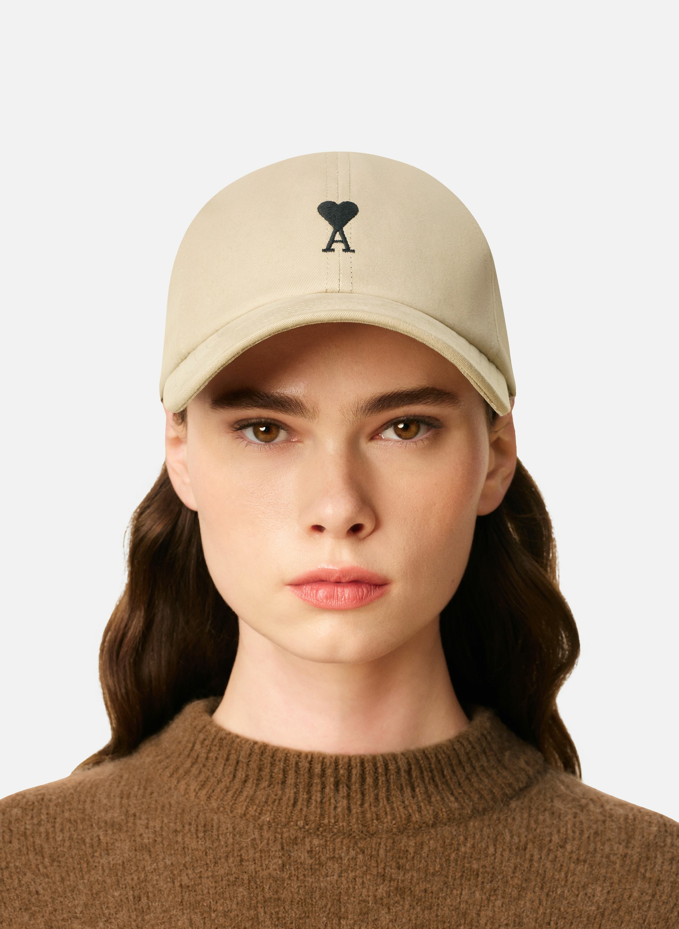Casquette ami de coeur unisexe en coton AMI PARIS Beige