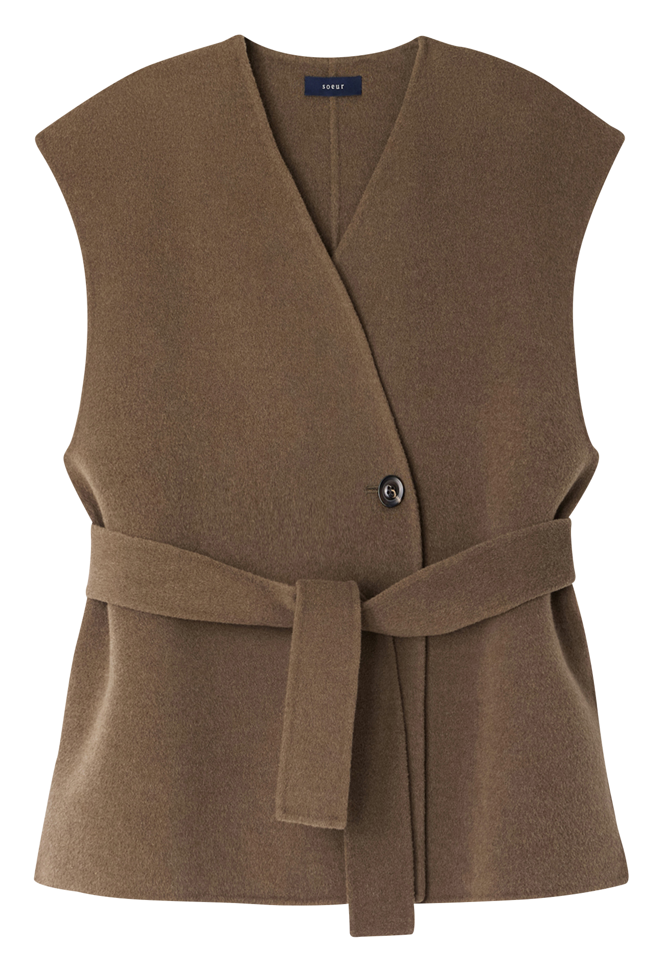 Veste ample col v en laine mélangée evasion SOEUR Beige