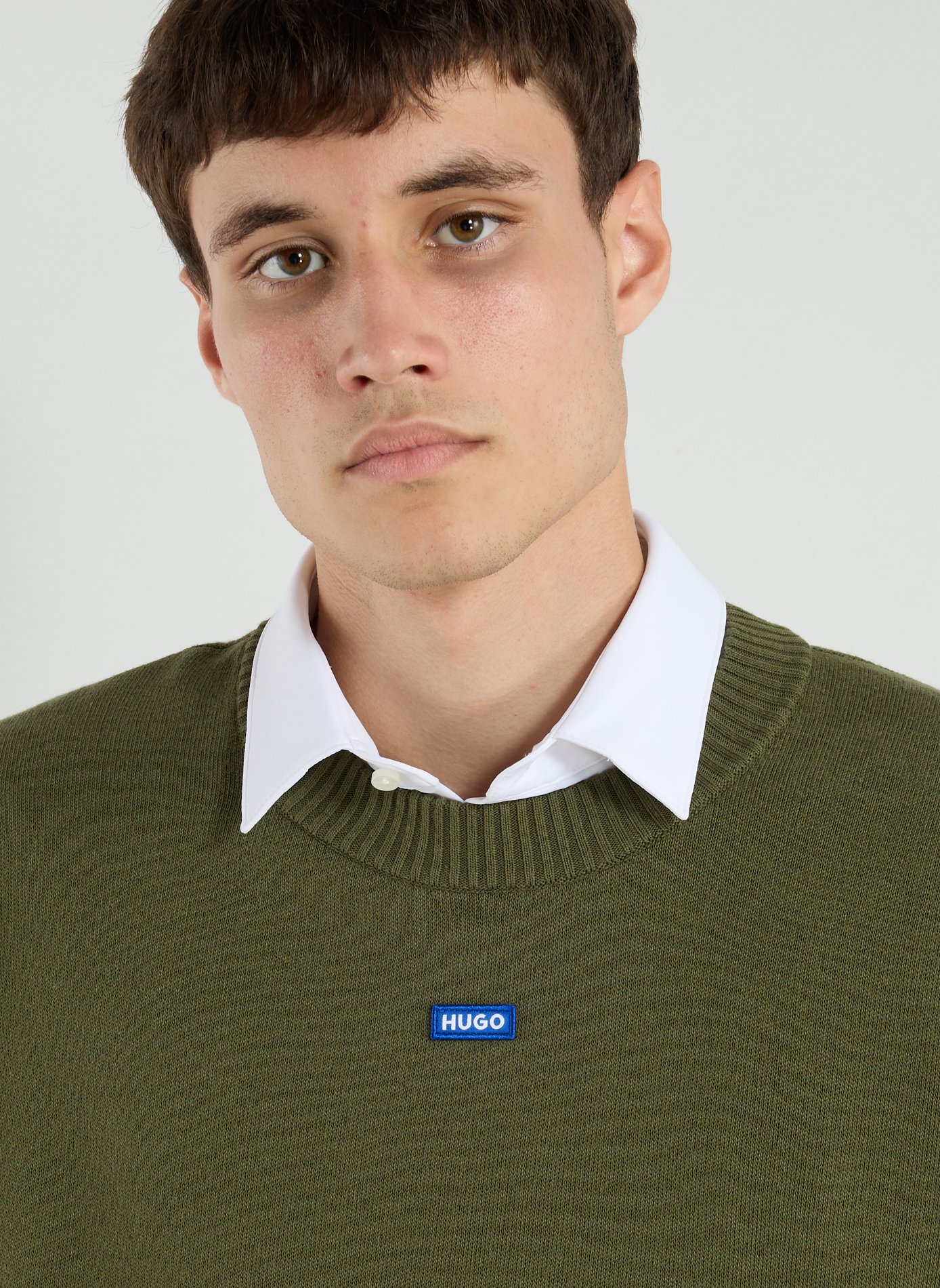 Pull ample en coton mélangé HUGO BLUE Kaki