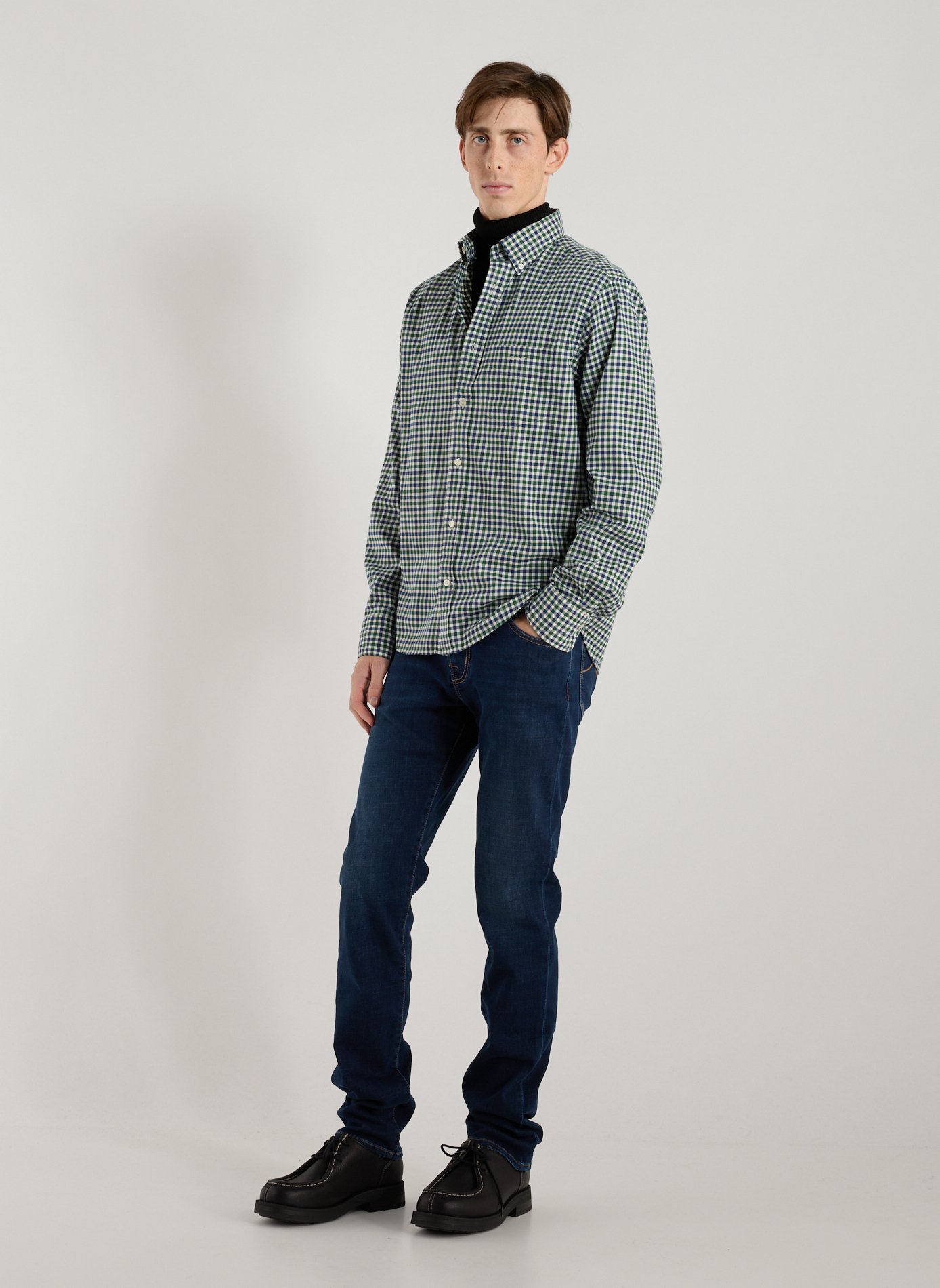 Chemise droite à carreaux en coton GANT Vert