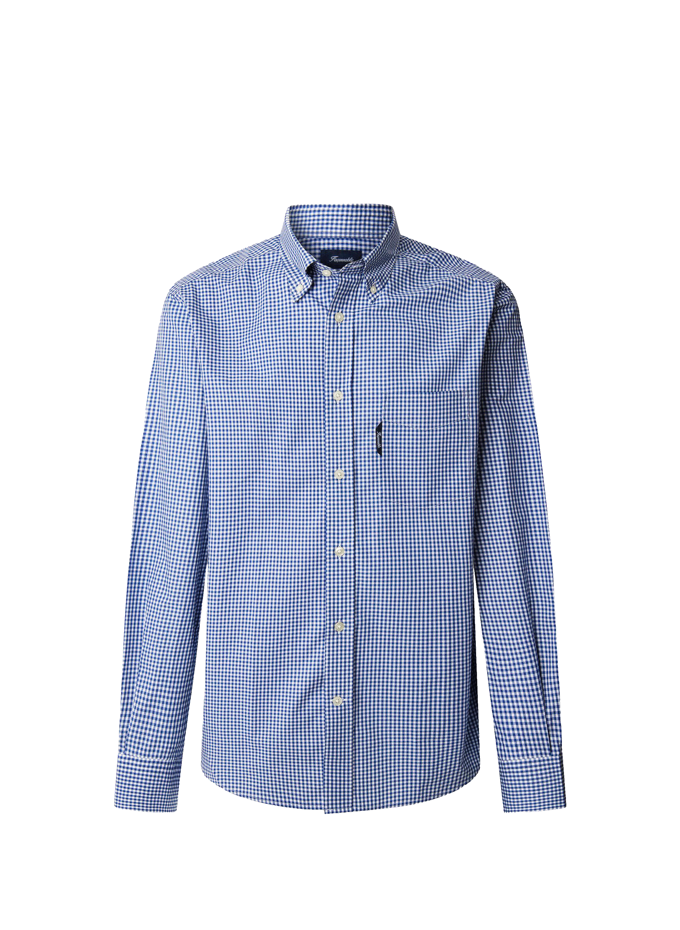Chemise à carreaux vichy en popeline de coton FACONNABLE Bleu