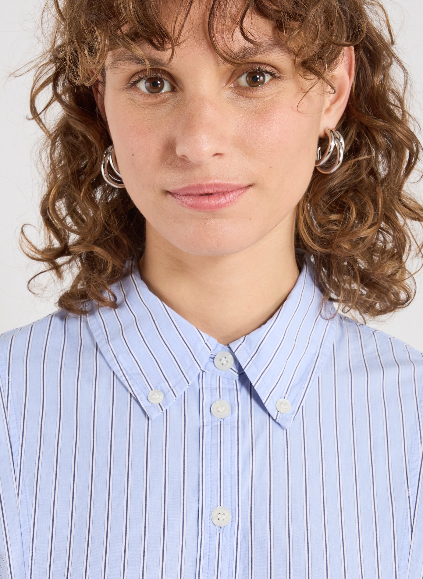 Robe chemise en coton GANNI Bleu