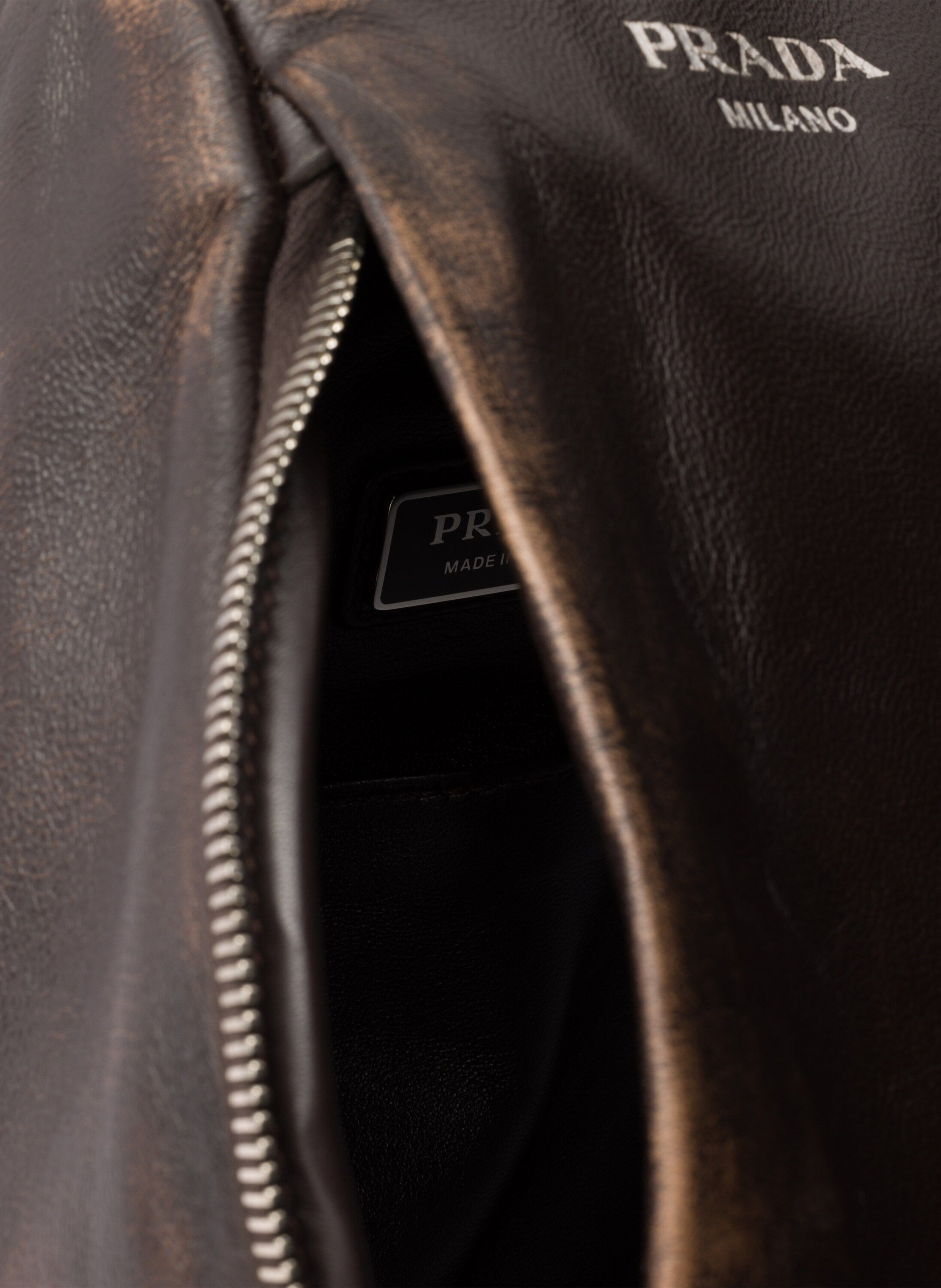 Sac à dos en cuir nappa PRADA Marron