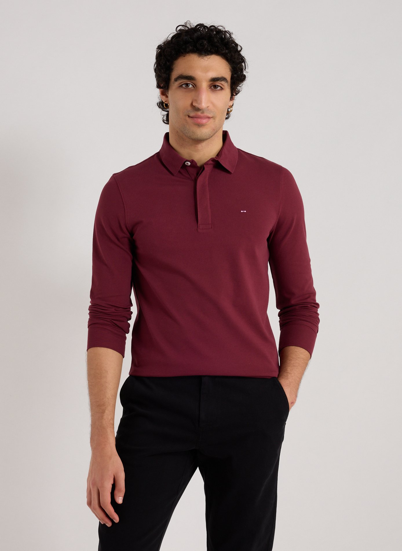 EDEN PARK Polo à manches longues en coton mélangé Rouge