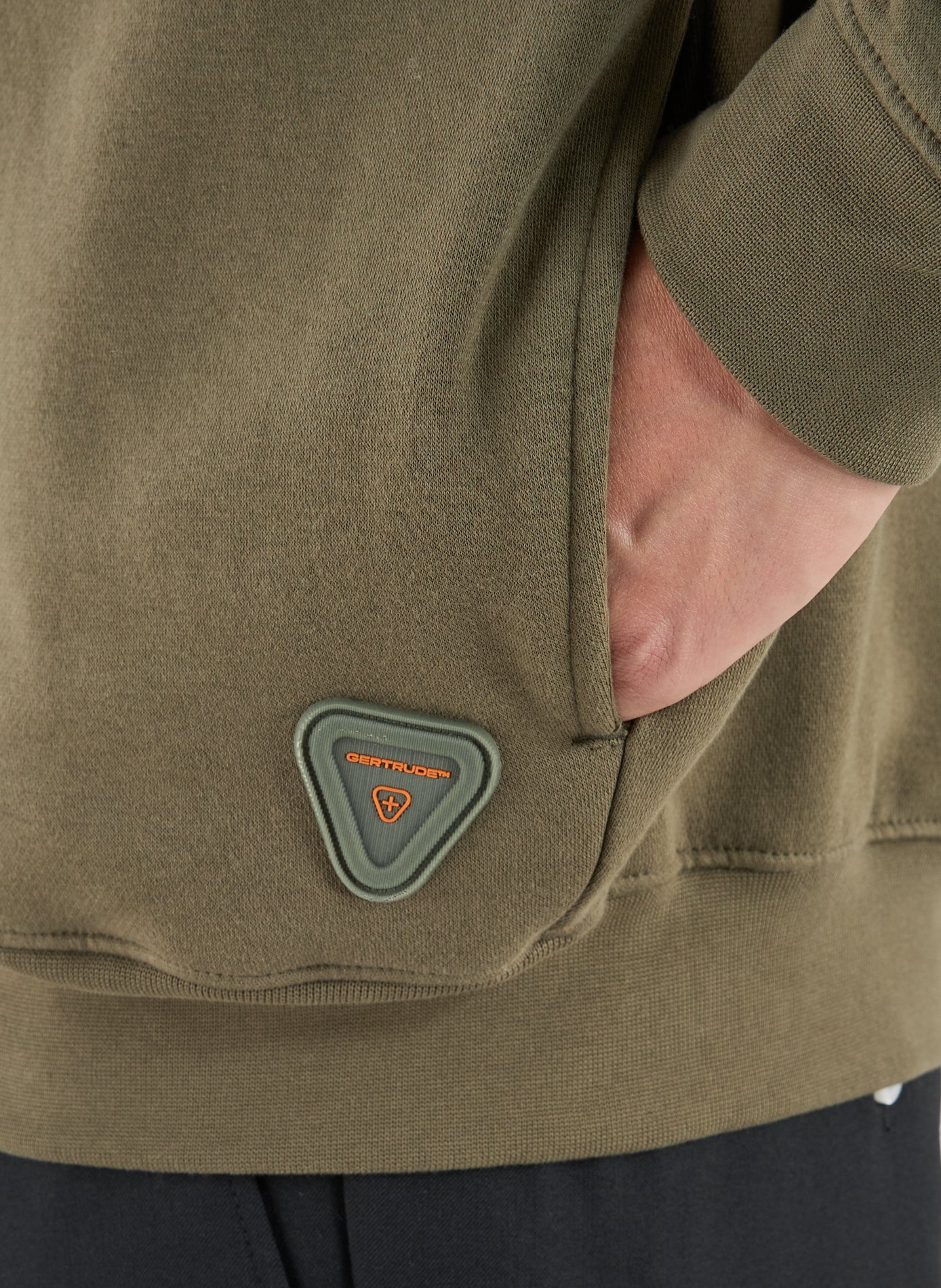 Sweat zippé à capuche en coton mélangé GERTRUDE ET GASTON Kaki