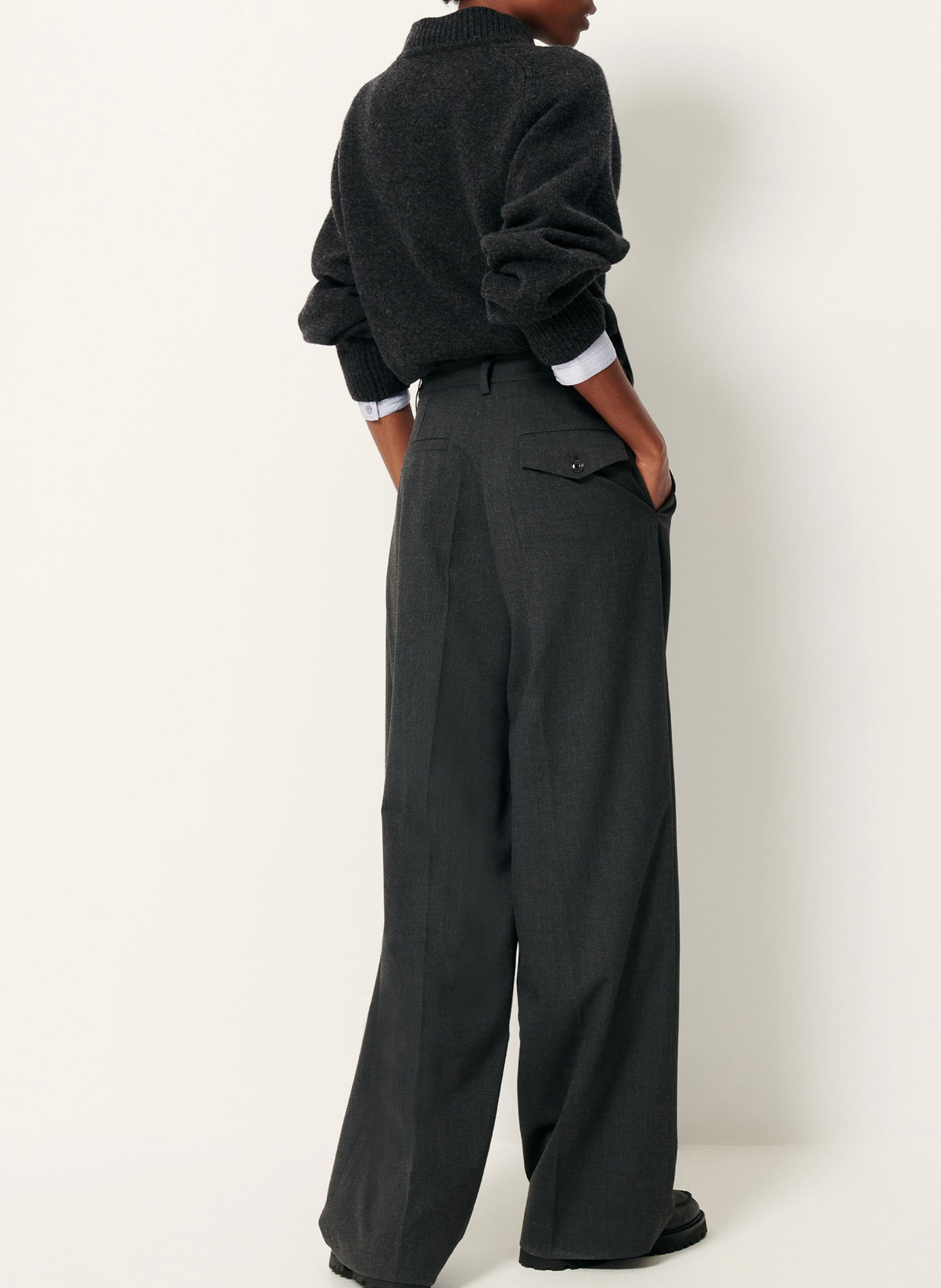 Pantalon droit en laine mélangée rayé emilio SESSUN Gris