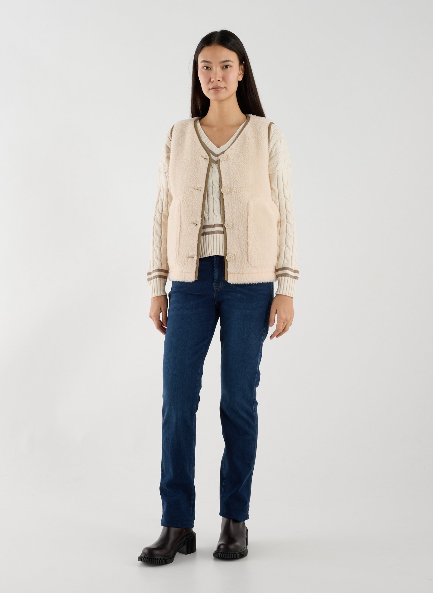 Veste sans manches en sherpa AIGLE Beige
