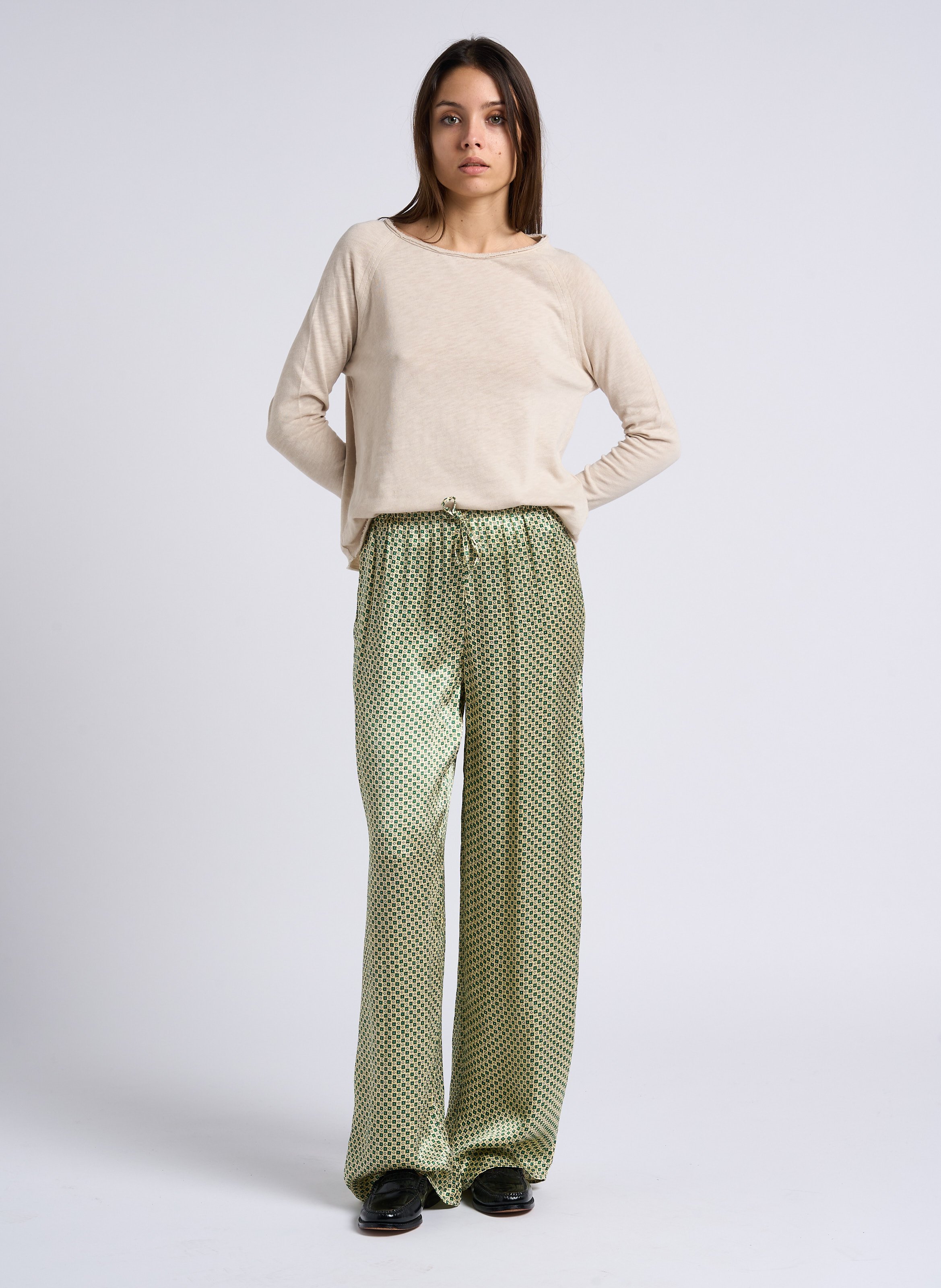 Tee-shirt à col bateau en coton sonoma AMERICAN VINTAGE Beige