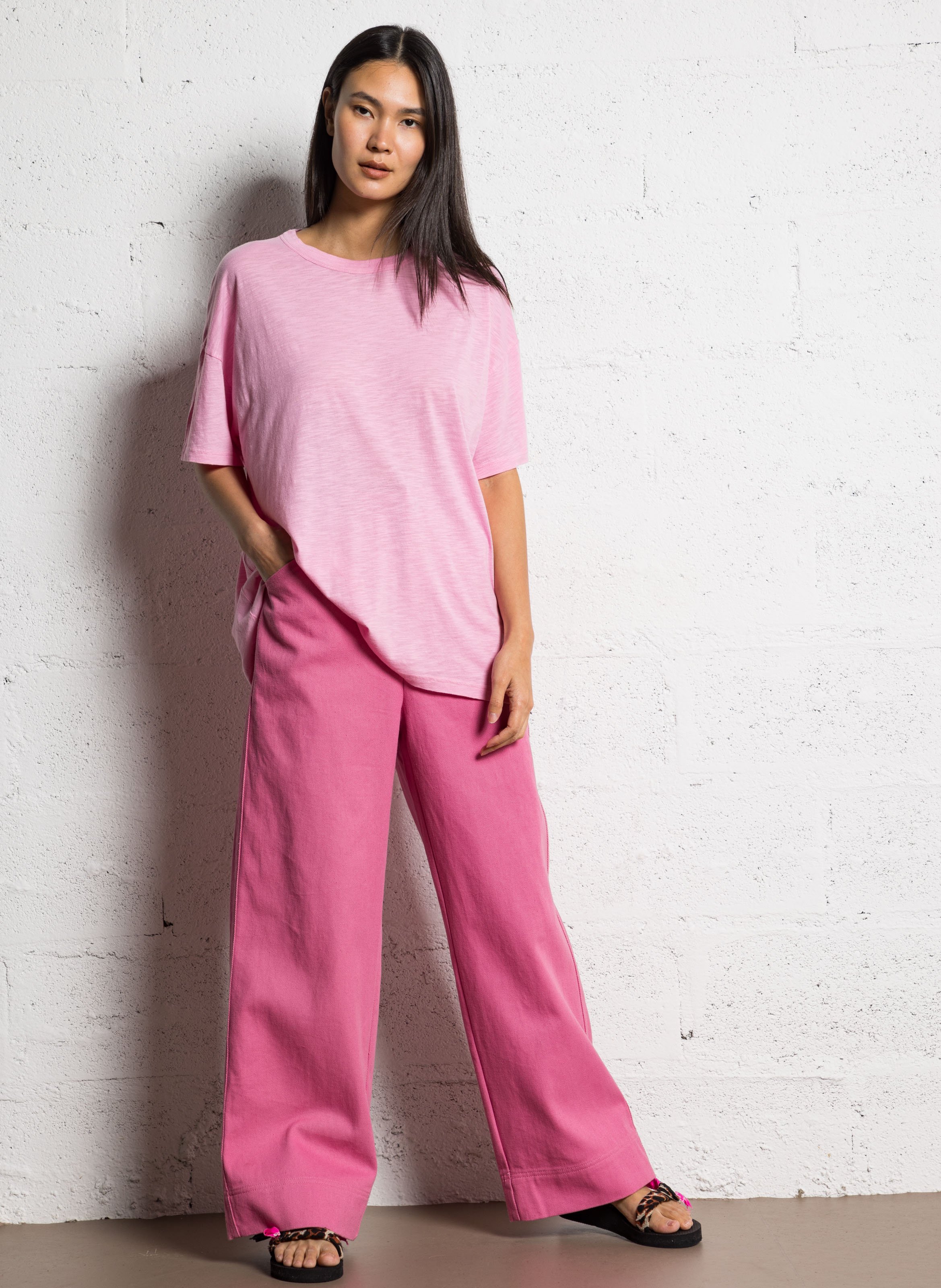 Tee-shirt oversize col rond en coton mélangé jacksonville AMERICAN VINTAGE Rose