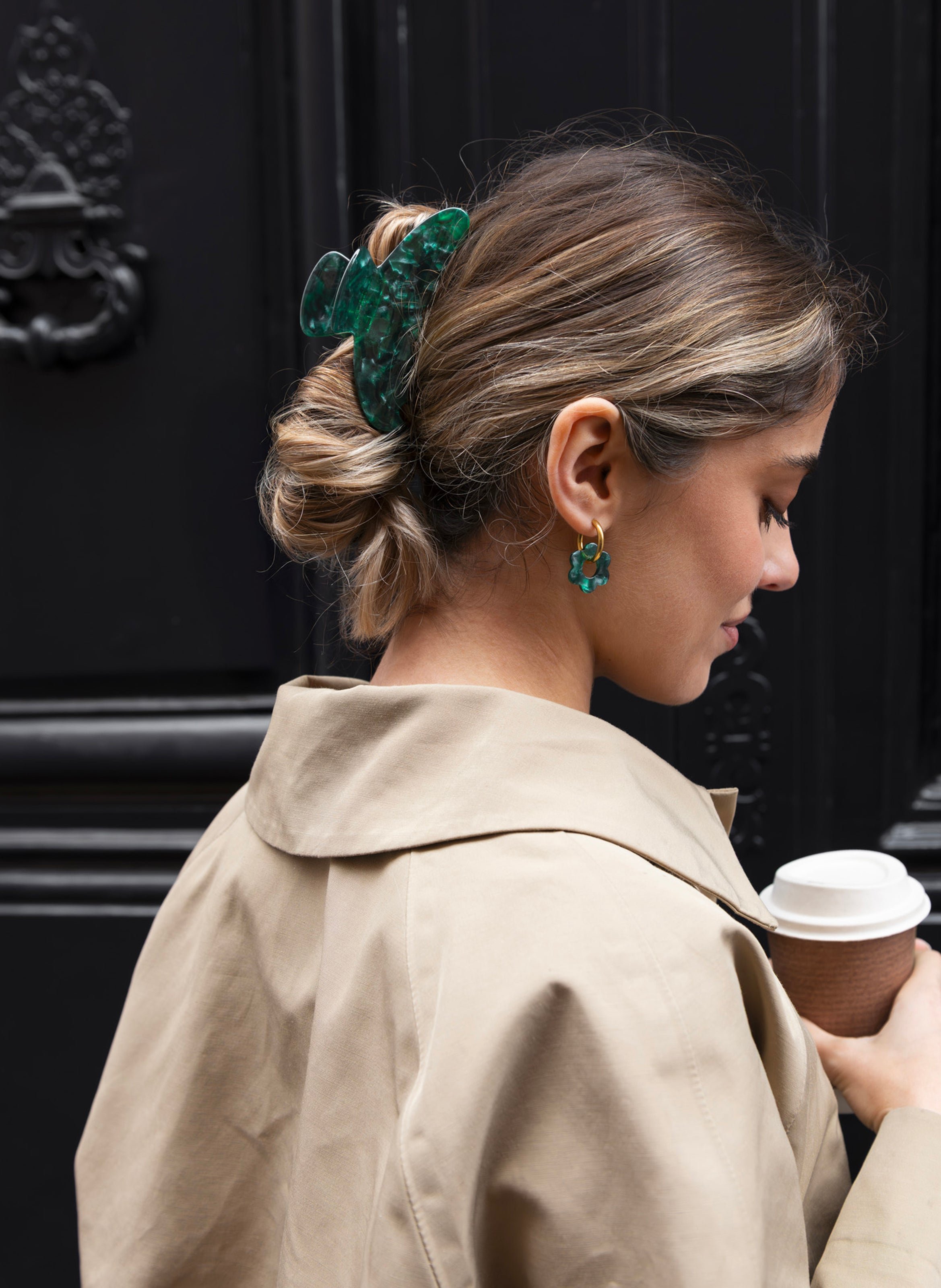 Pince à cheveux en acétate de cellulose KURAGE GINZA Vert