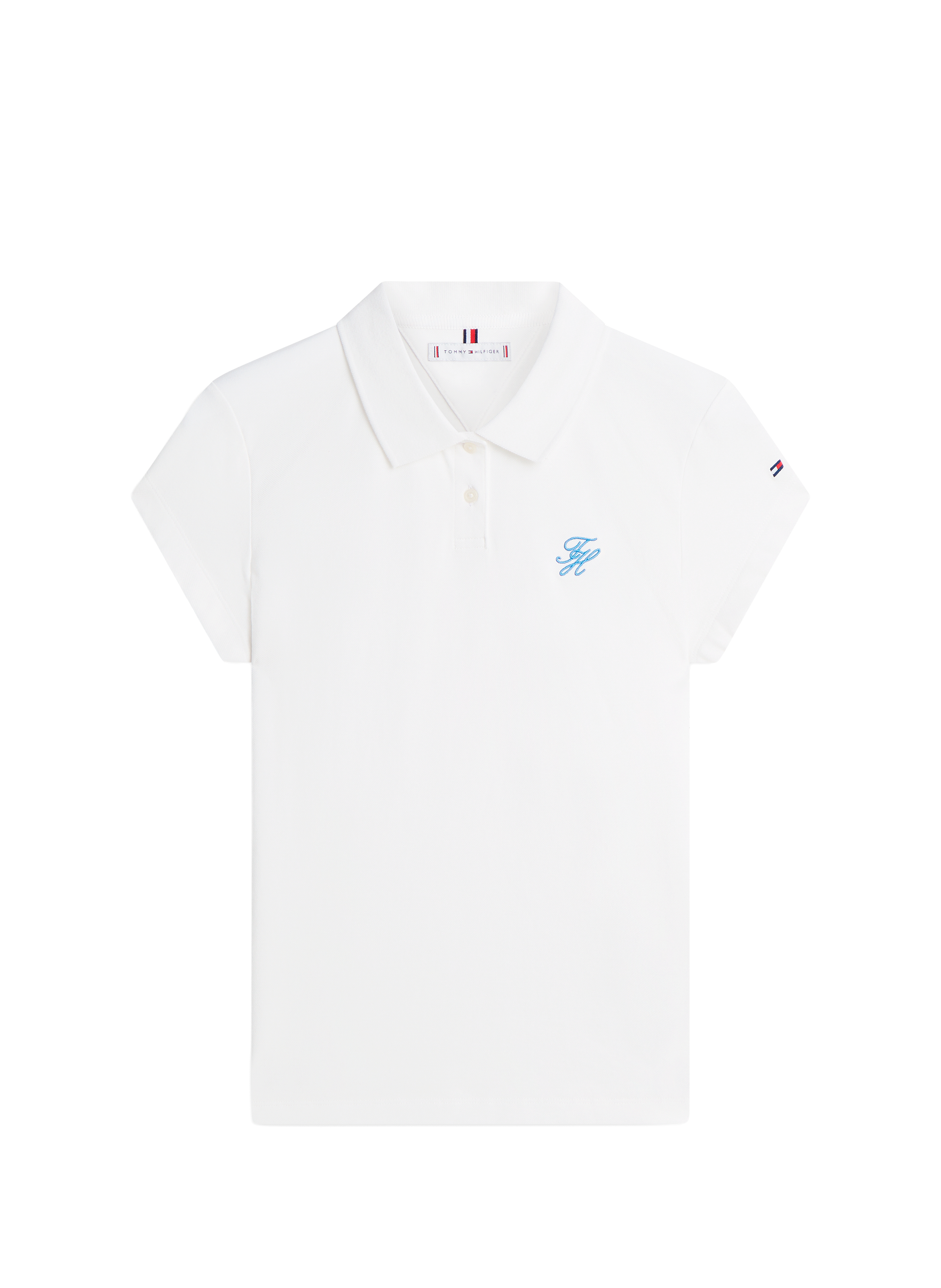Polo slim brodé en coton mélangé TOMMY HILFIGER Blanc