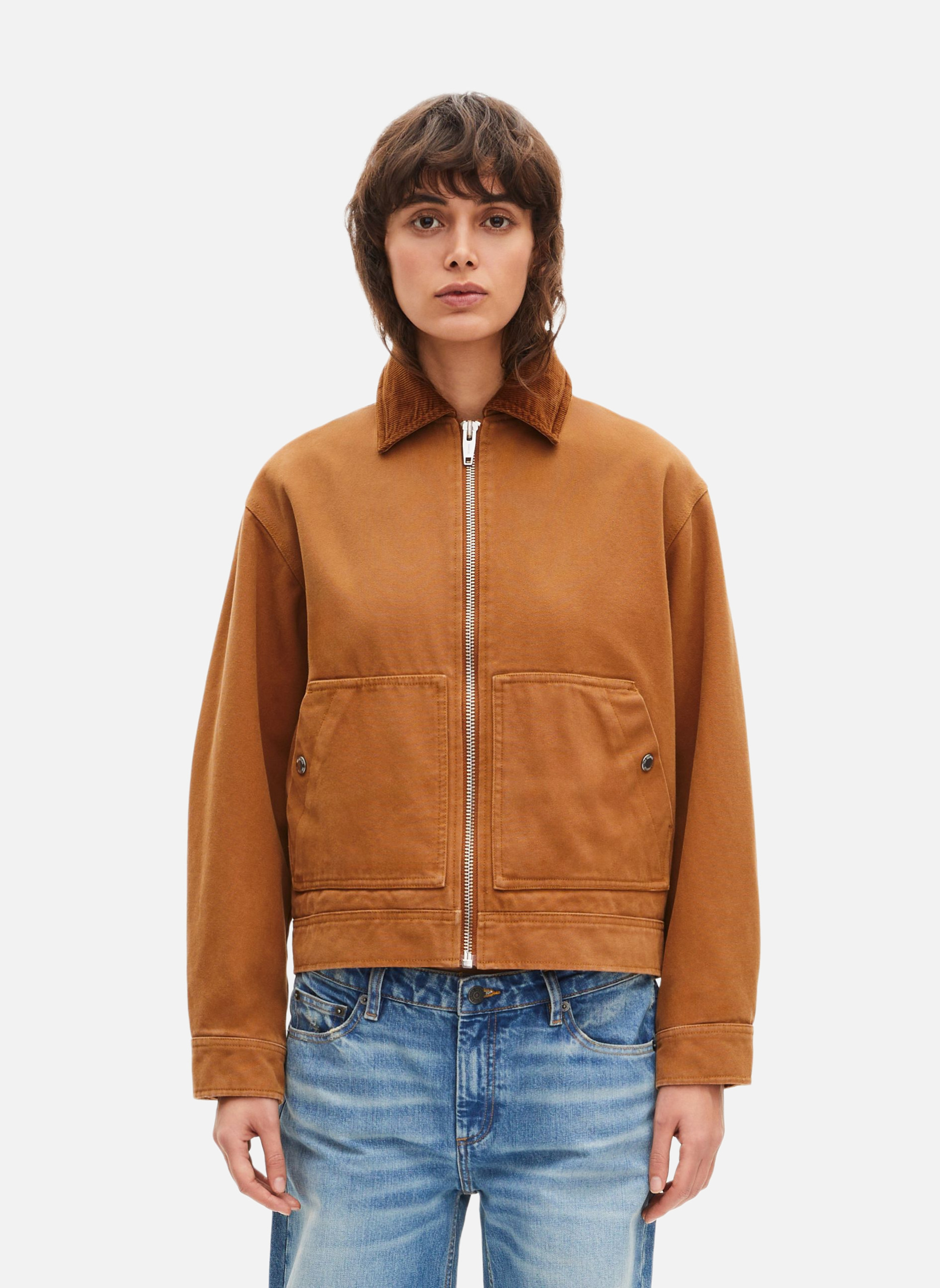 Blouson brodé dos en coton THE KOOPLES Marron