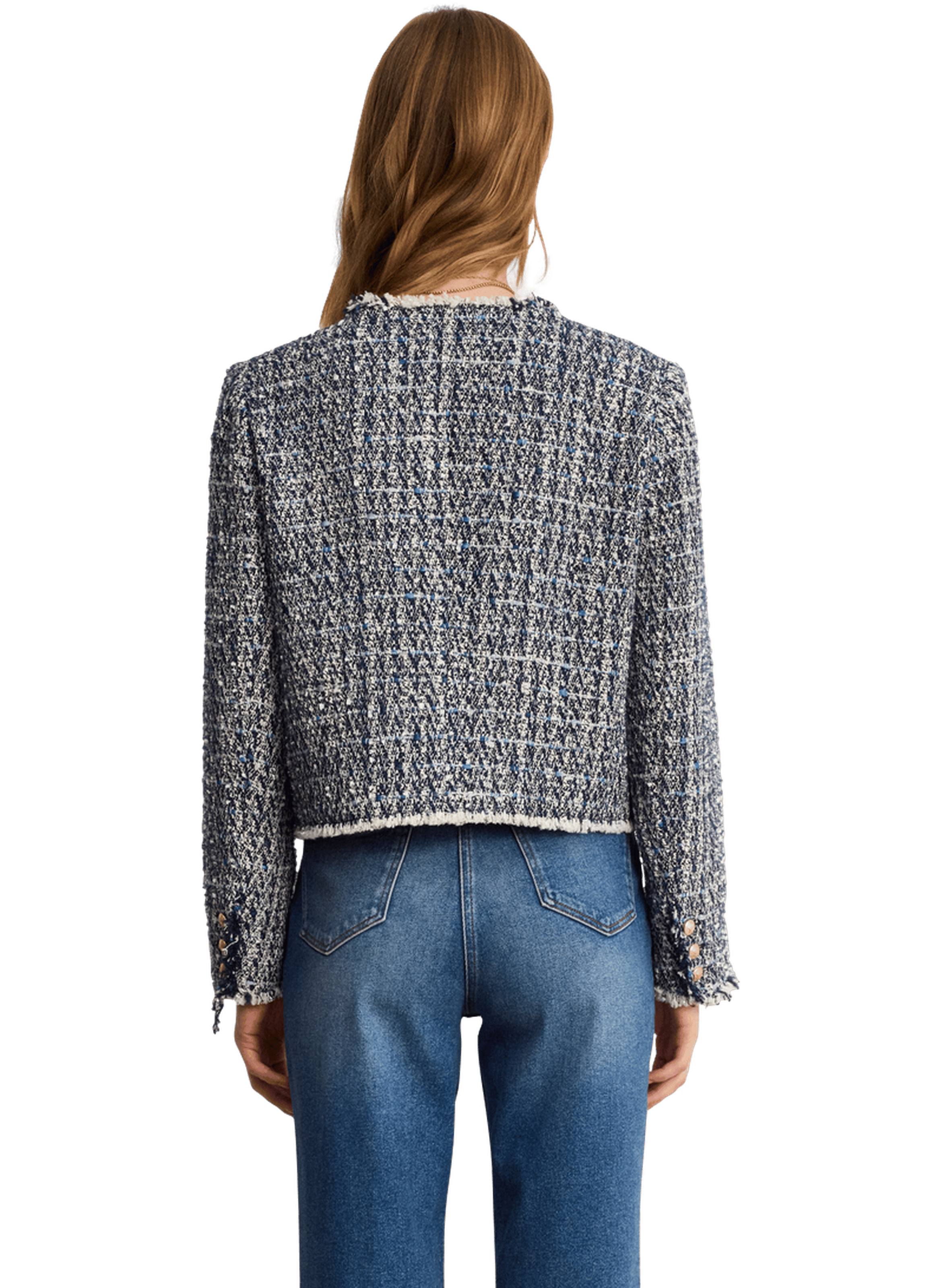 Veste sans col en tweed et lurex - mariline PABLO Bleu