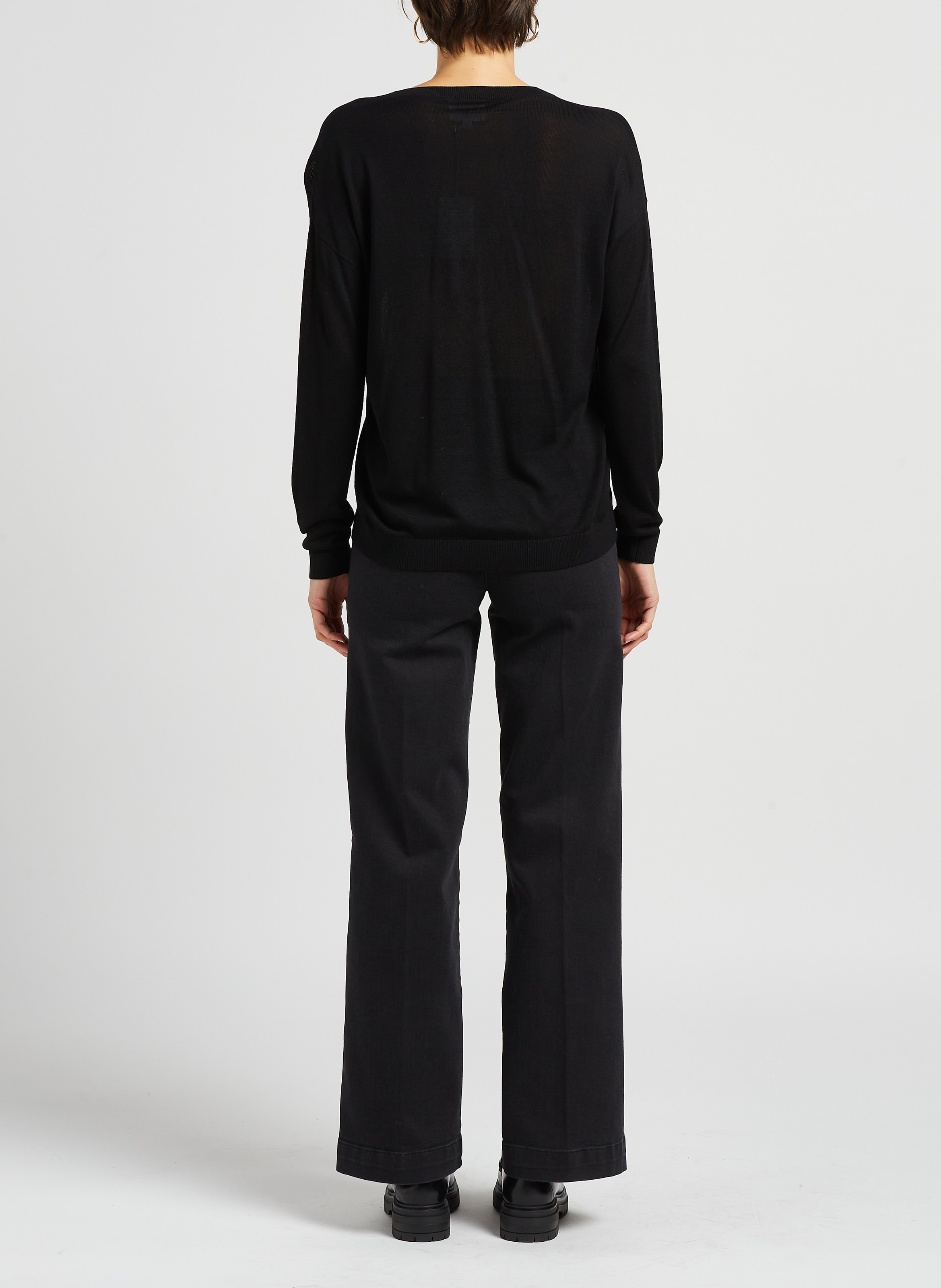 Jean large taille haute en coton mélangé oxan Noir