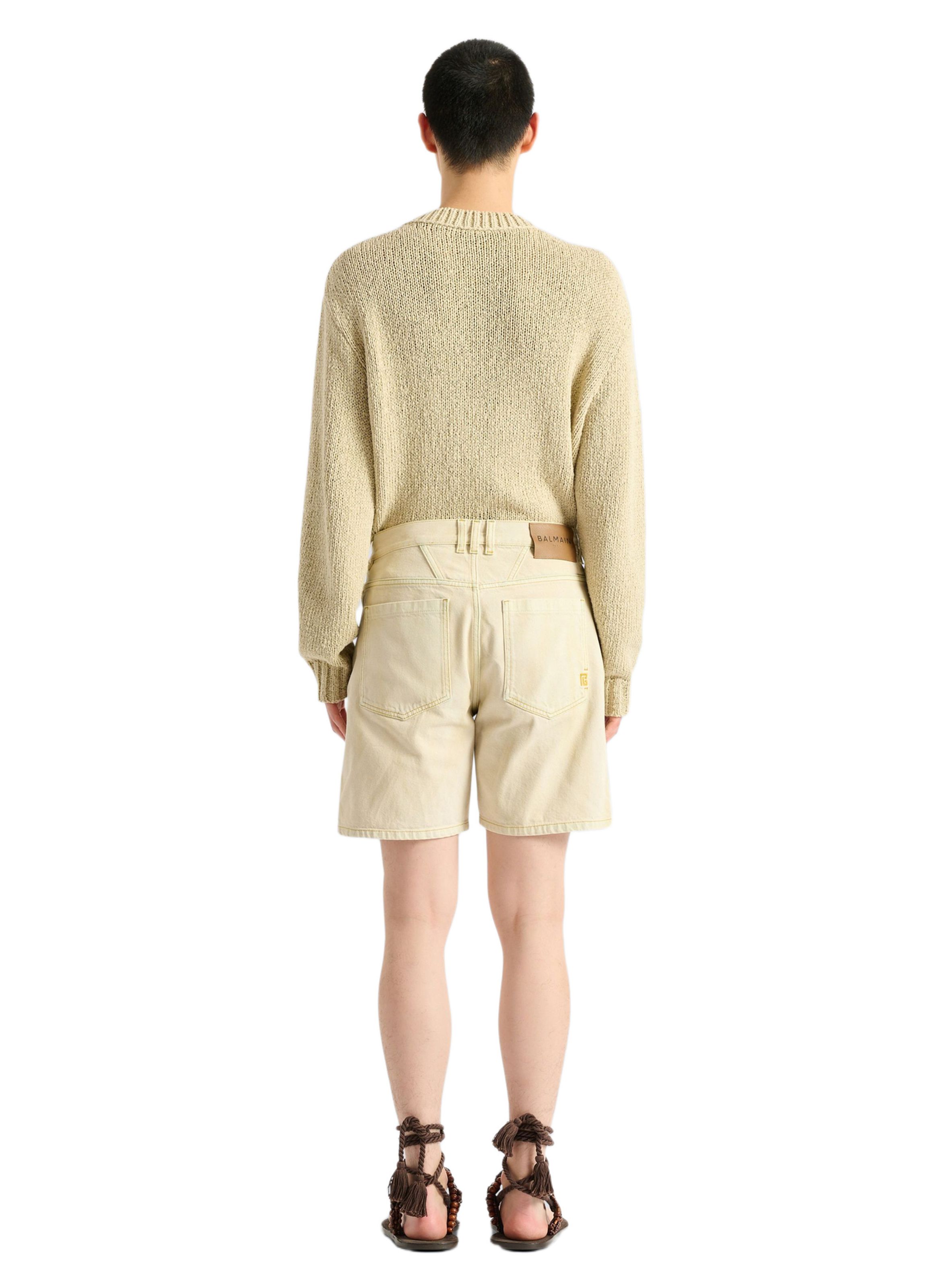 Bermuda en denim délavé BALMAIN Beige