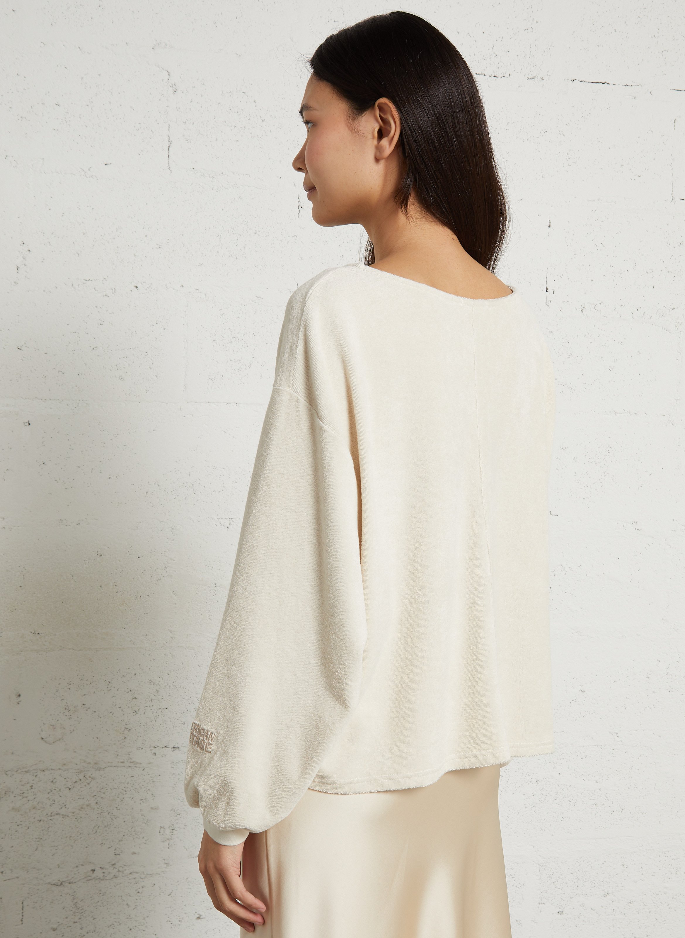 Pull oversize col bateau en coton et coton recyclé fuxow AMERICAN VINTAGE Beige
