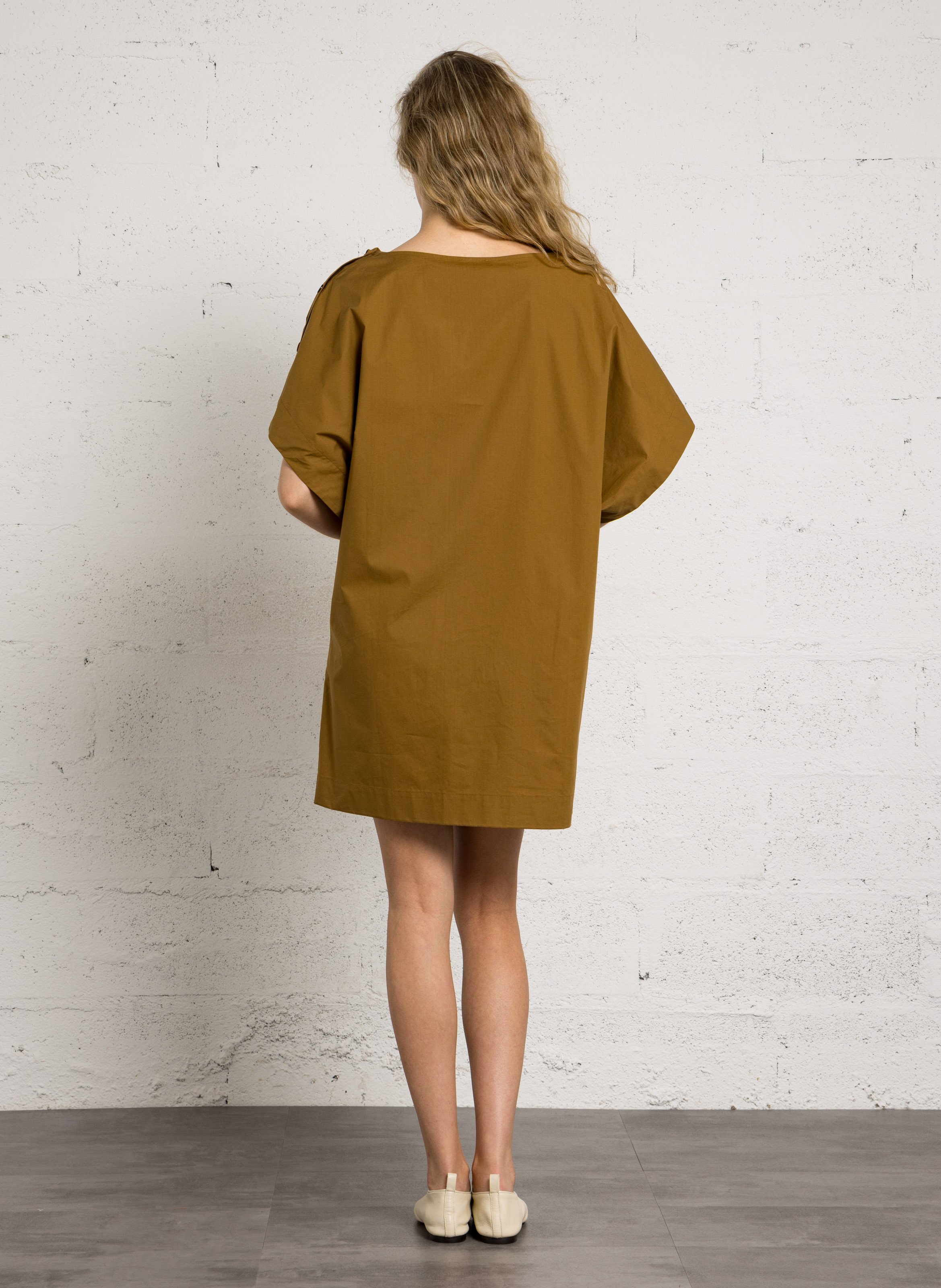 Robe courte col tombant en coton bio hattie SOEUR Marron