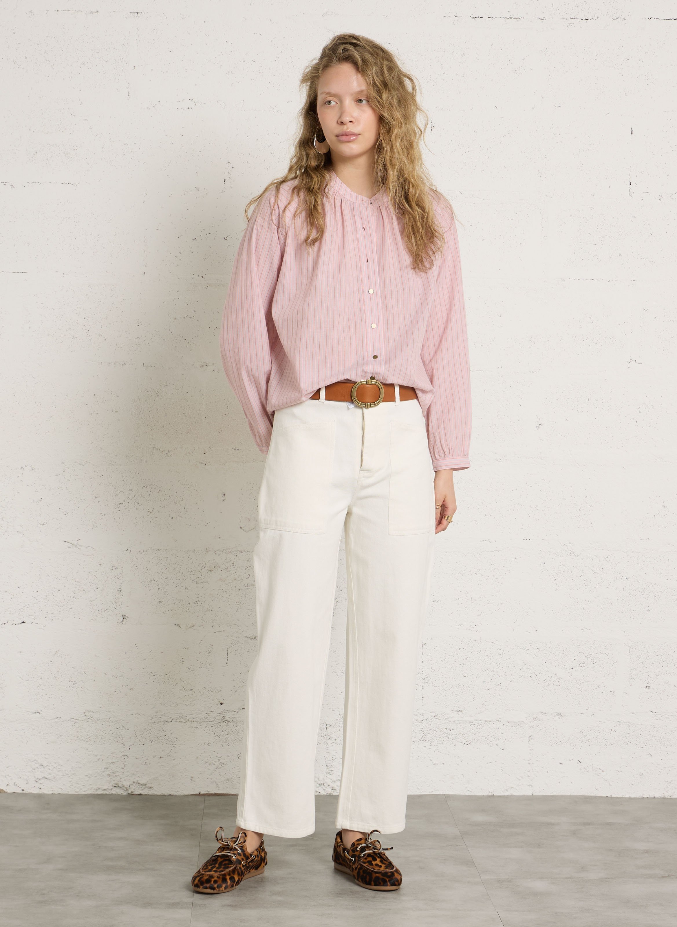 Ceinture unie à boucle en cuir elise MAISON 123 Beige