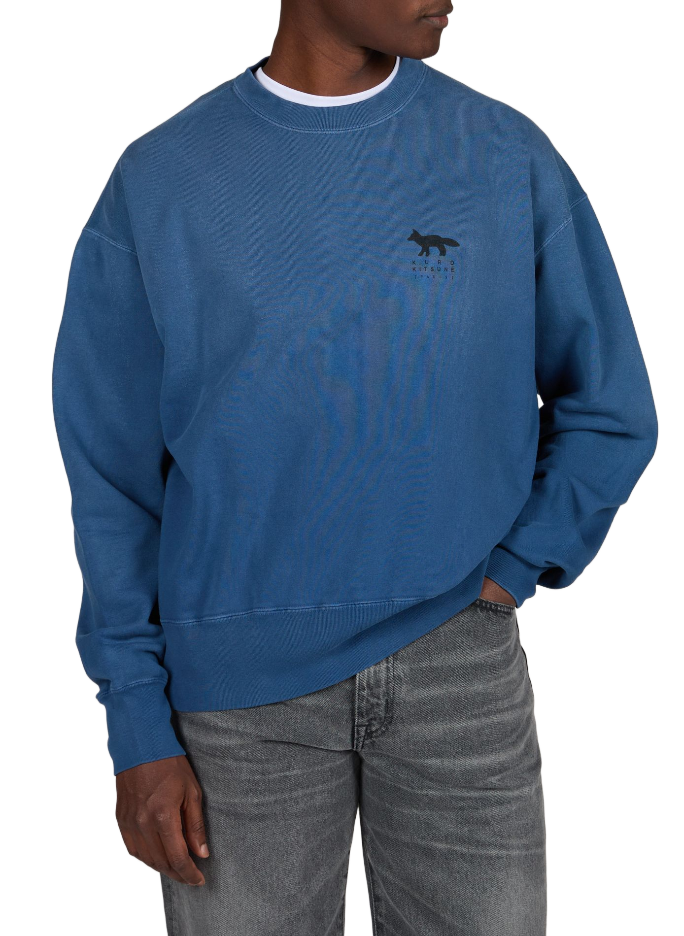 Round neck cotton logo sweatshirt MAISON KITSUNÉ Blue