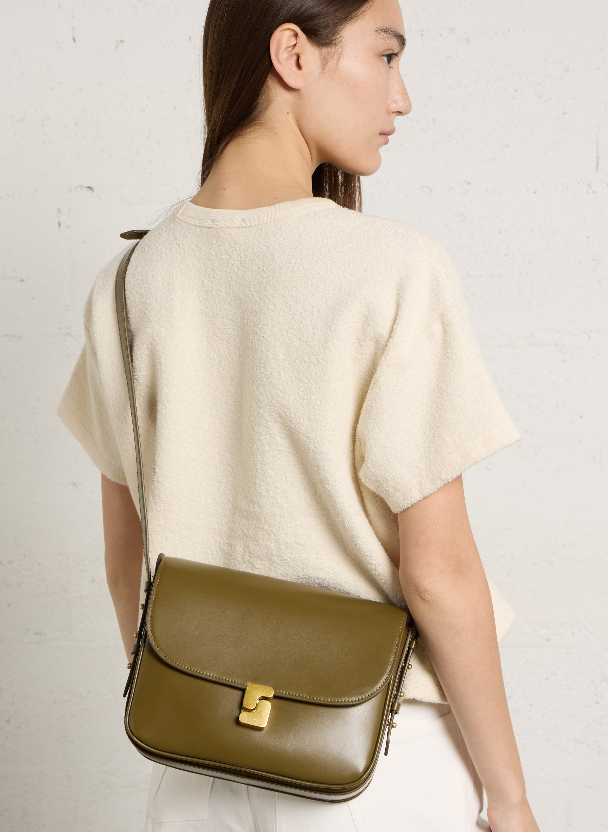 Sac bandoulière en cuir bellissima maxi SOEUR Kaki