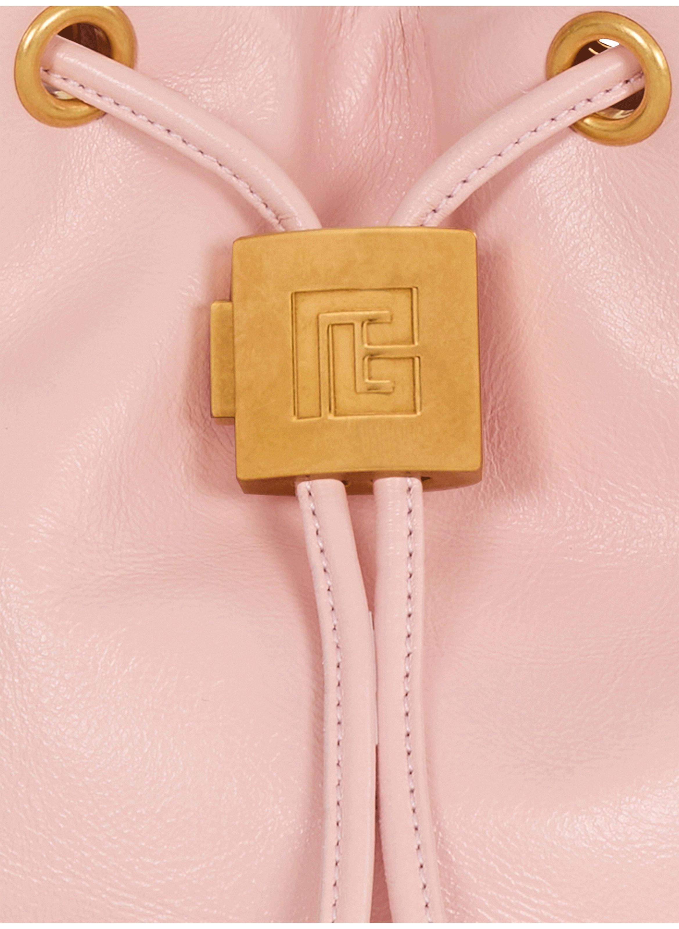 Sac pulse bucket en cuir lisse BALMAIN Rose