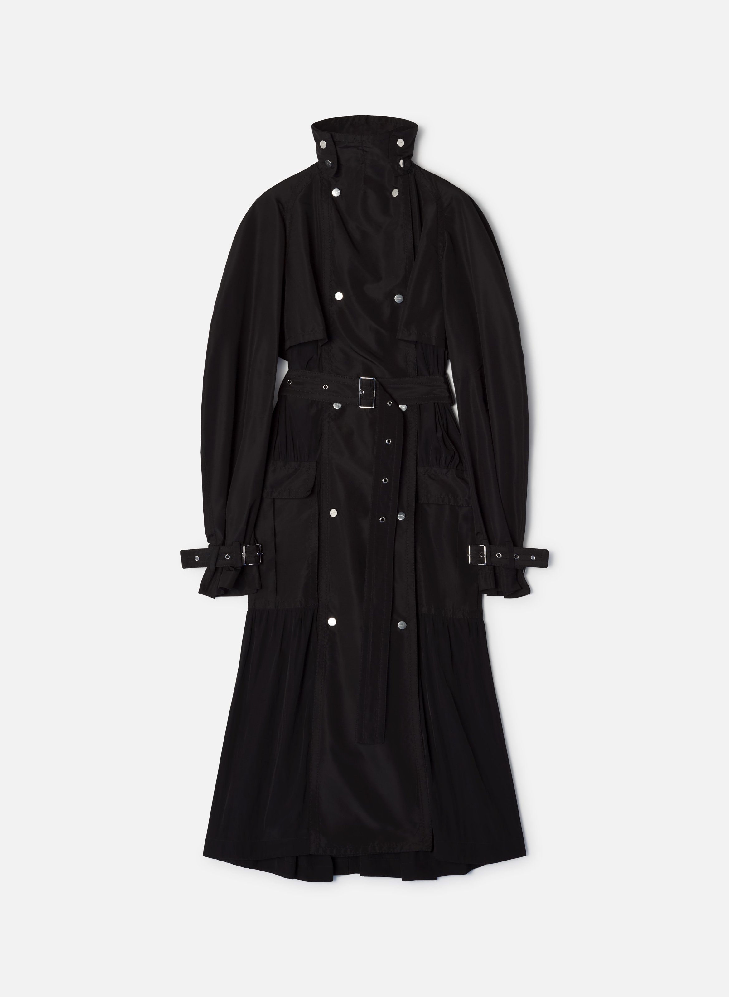 Trench bi-matière en faille de soie et charmeuse LANVIN Noir