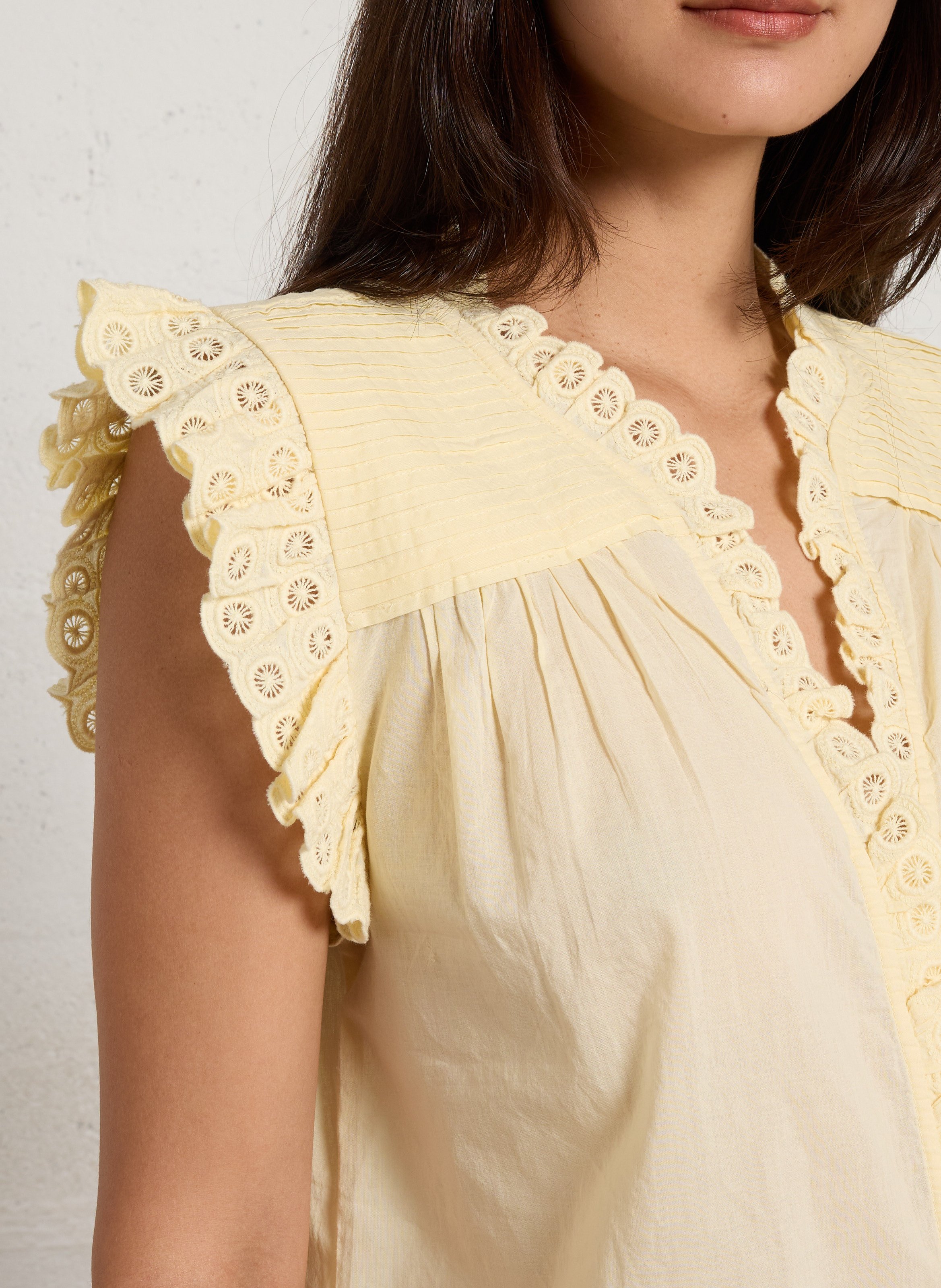 Top sans manches uni brodé demetrio MAISON 123 Jaune