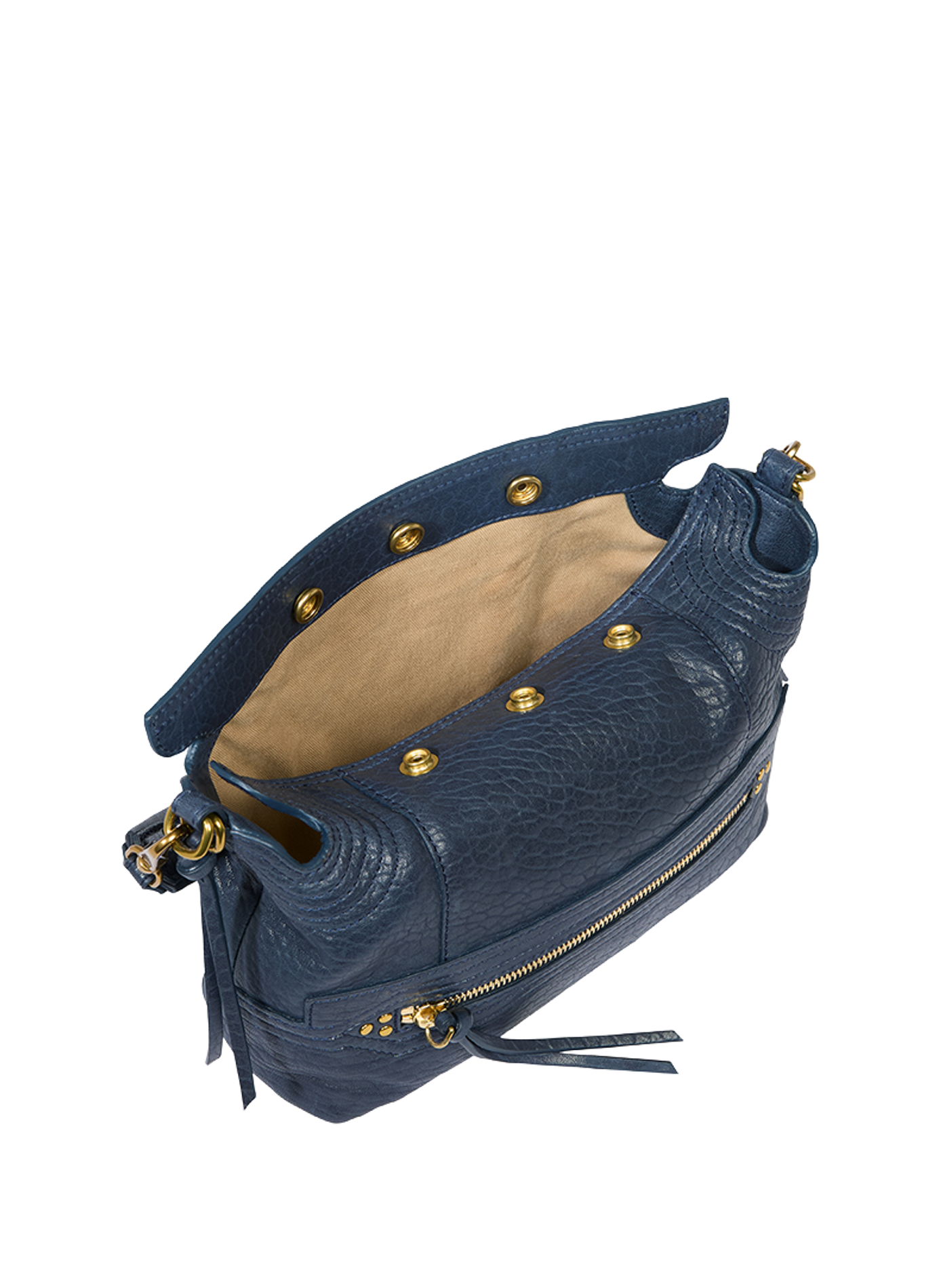 Sac Lucky Hobo Small en cuir d'agneau JÉRÔME DREYFUSS Bleu