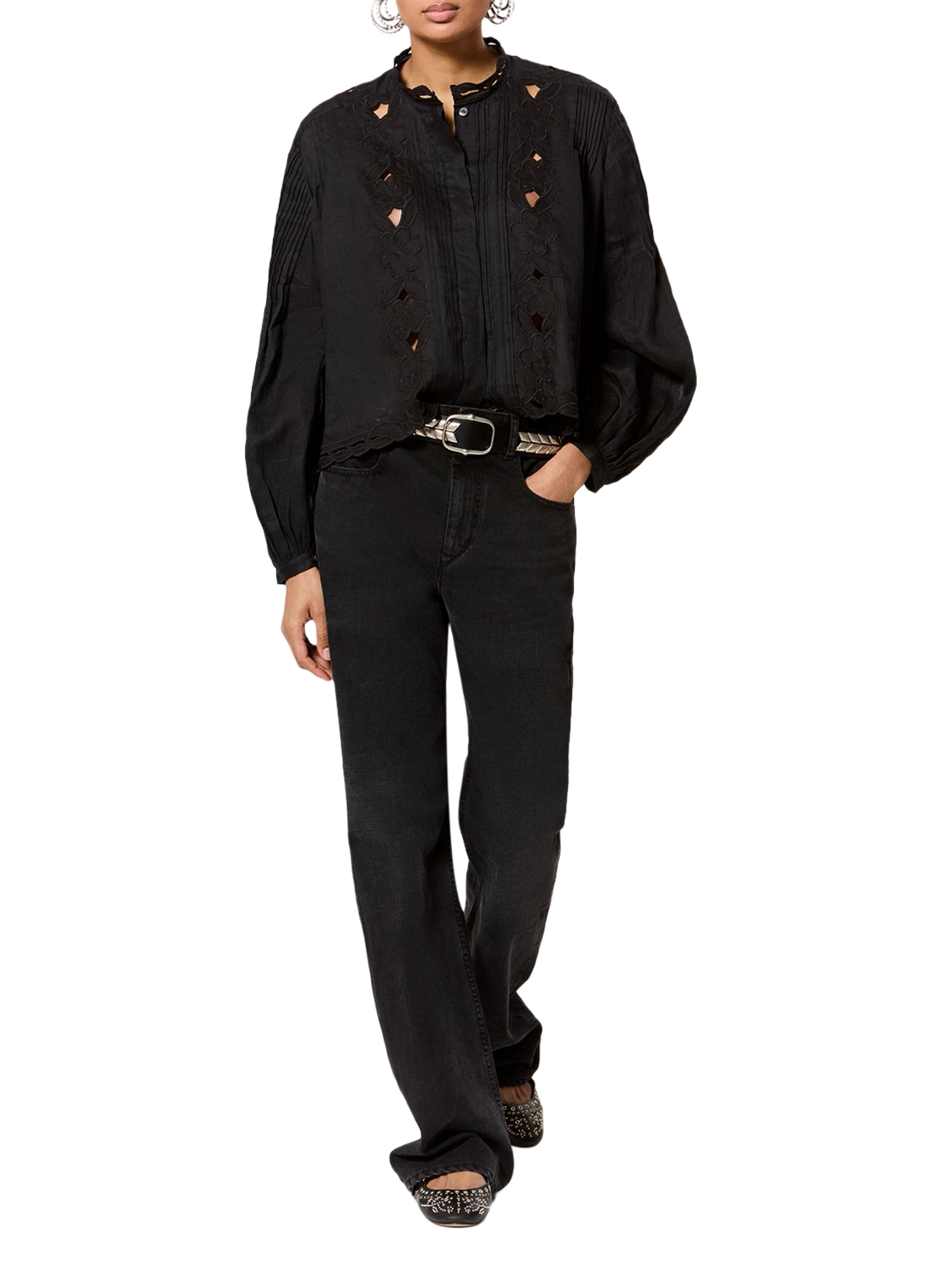 Blouse Ruba manches longues brodée ISABEL MARANT Noir