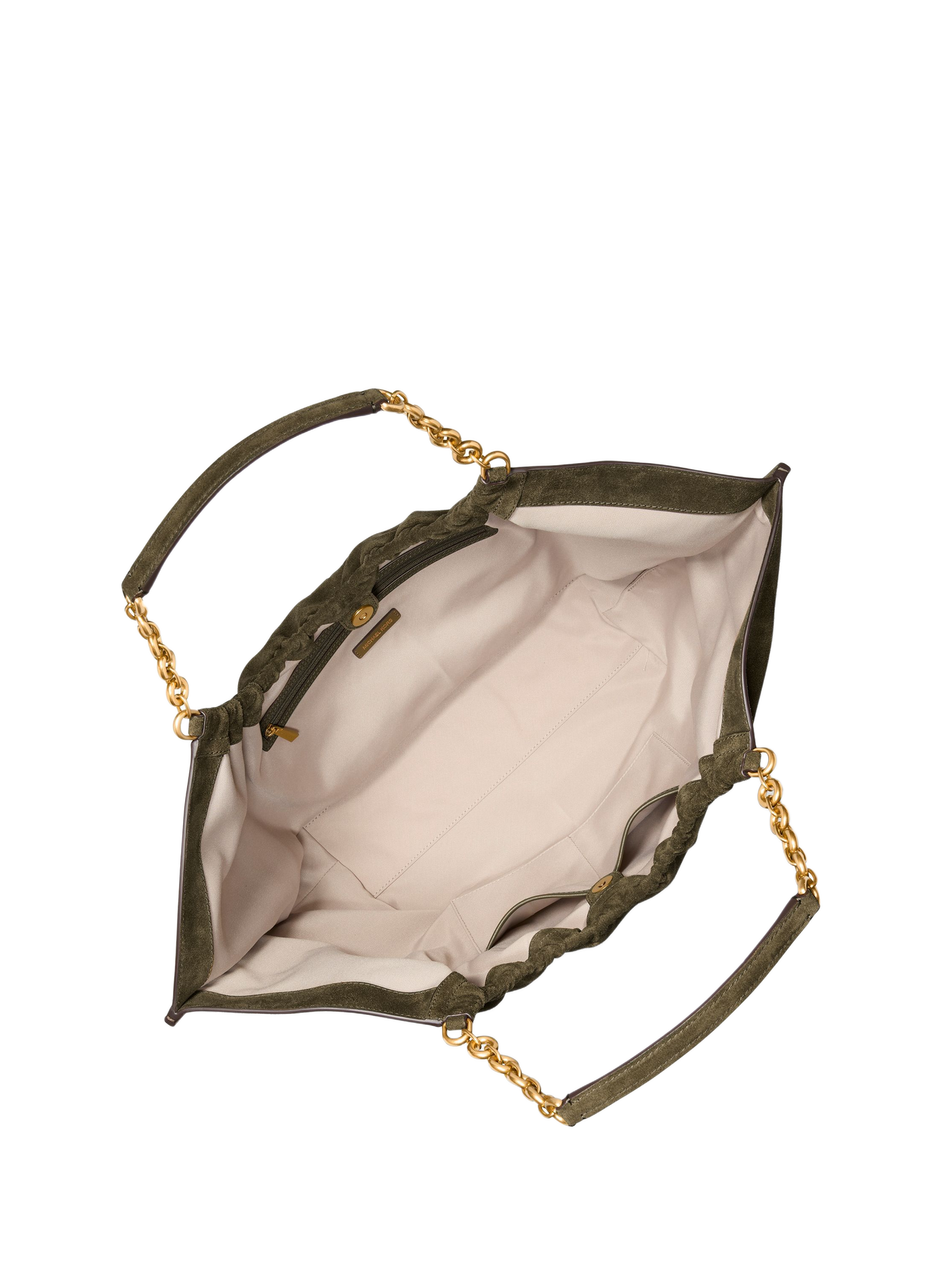 Handbag with chain detail and metallic logo in leather MICHAEL KORS Brown