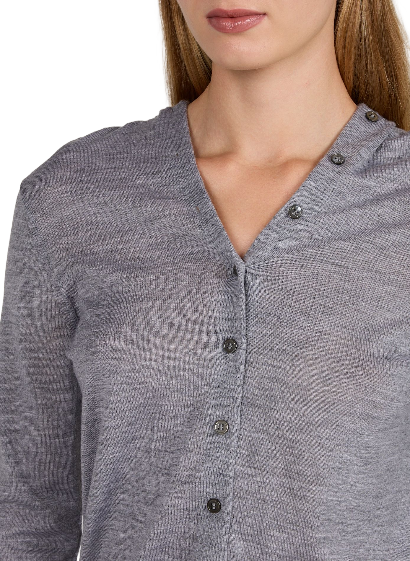 Cardigan met V-hals, knoopsluiting en open rug van wol. ALEXANDER WANG Grijs