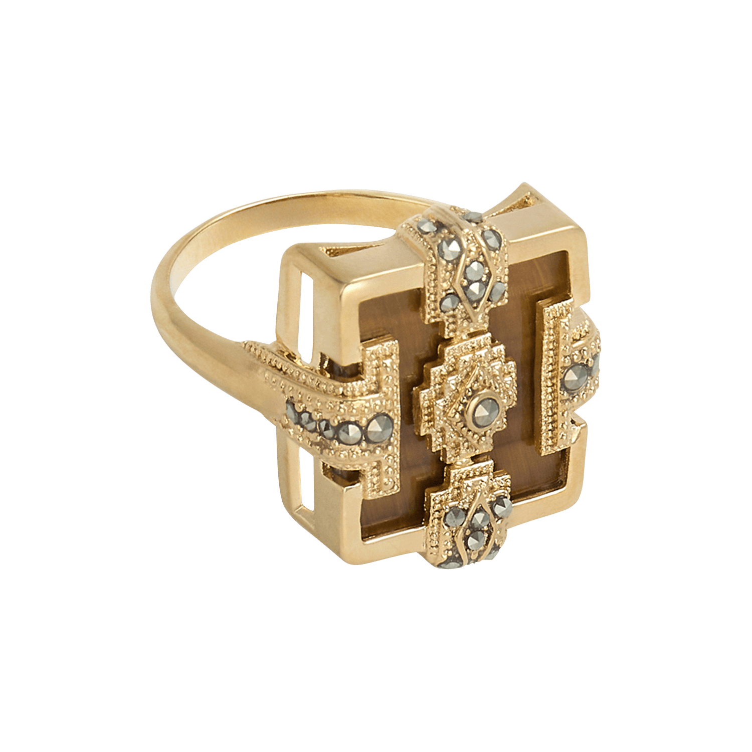 Vierkante ring van messing hiza BA&SH Goud