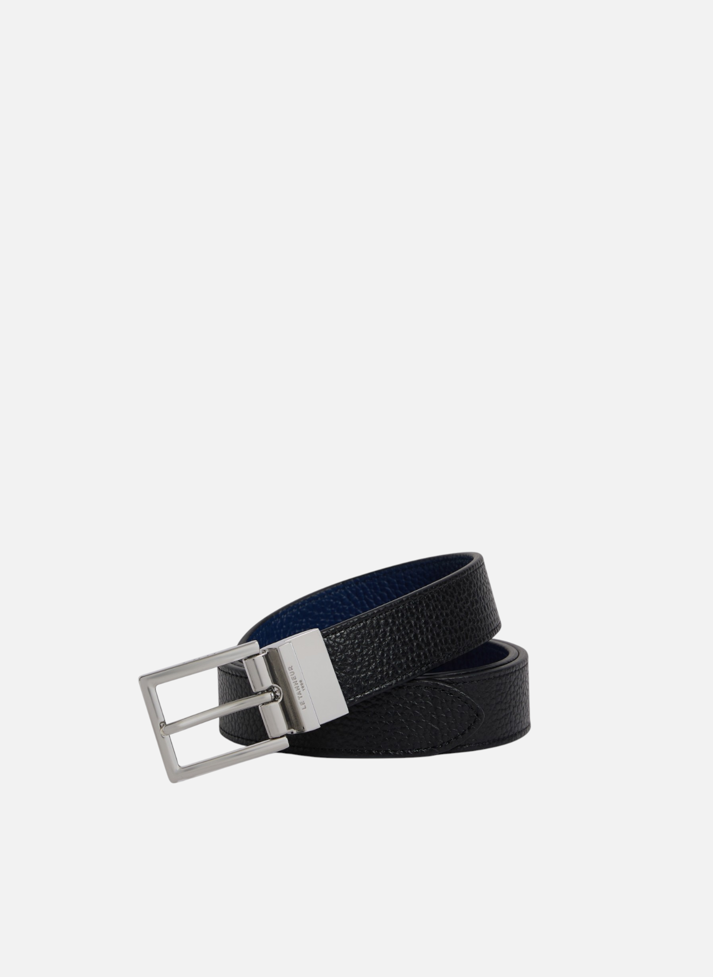 Ceinture réversible avec boucle rectangle en cuir grainé LE TANNEUR Noir