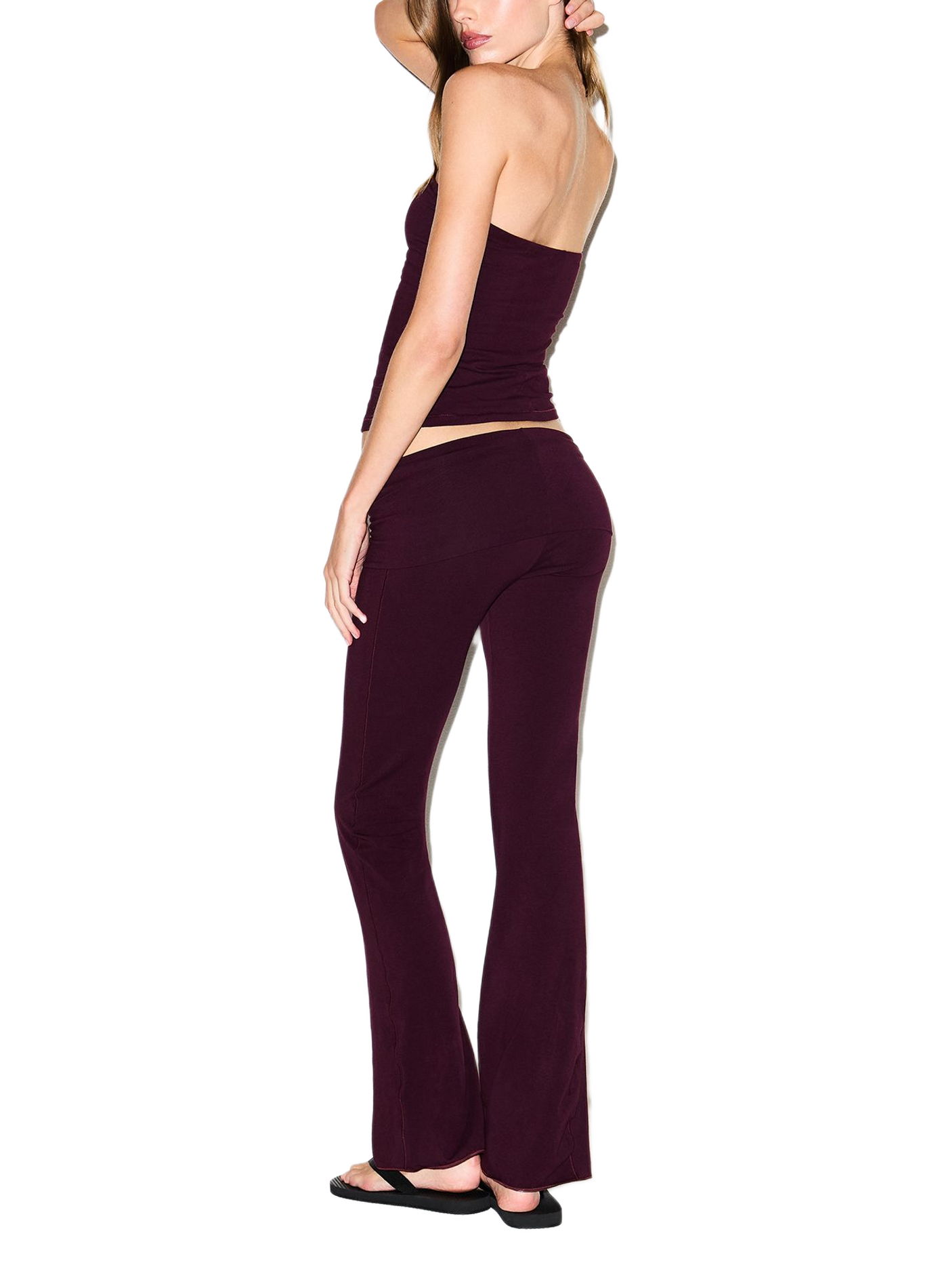 Boot-cut cotton blend pants SKIMS Red