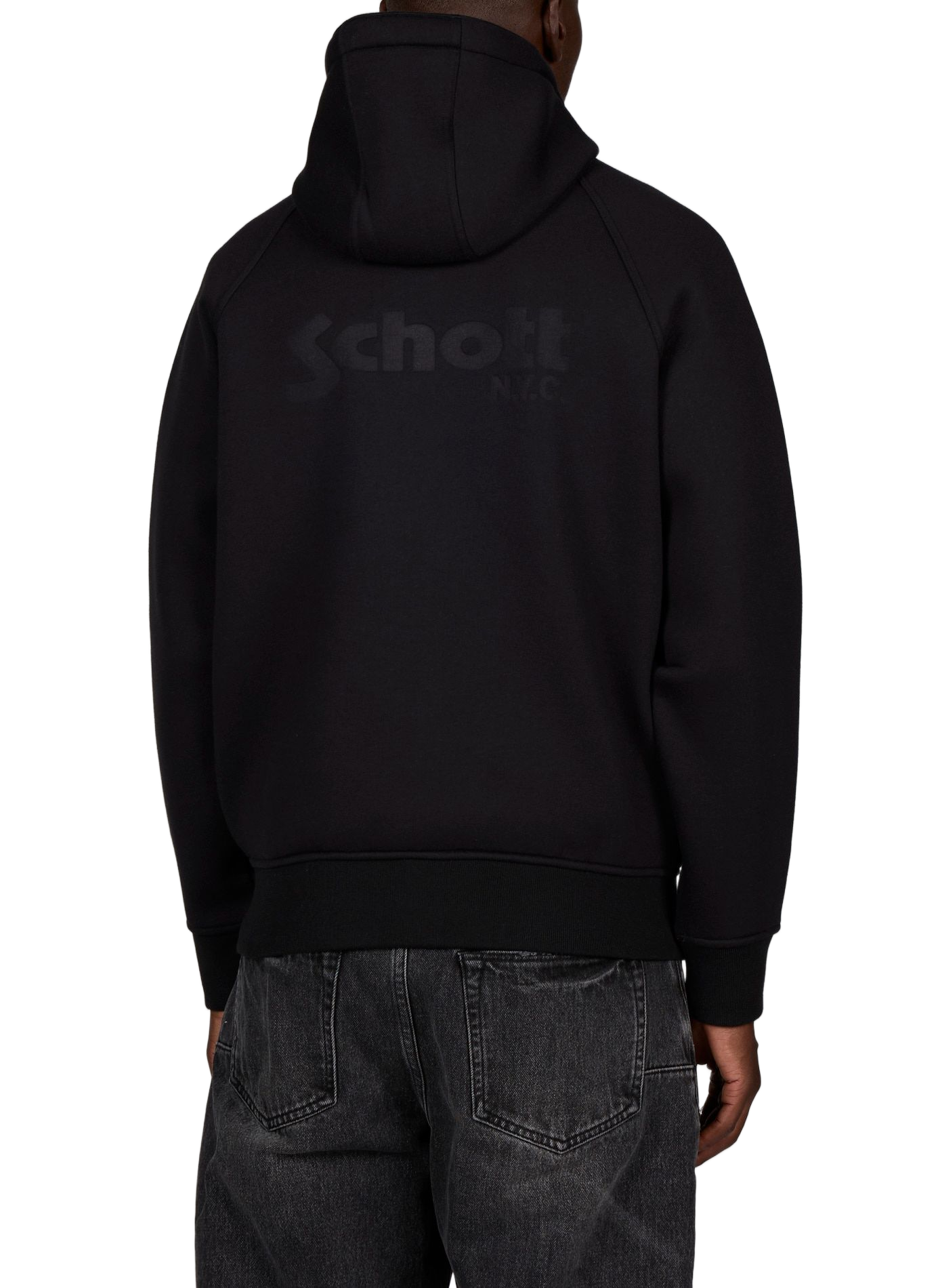 Sweat à capuche en coton mélangé  SCHOTT Noir