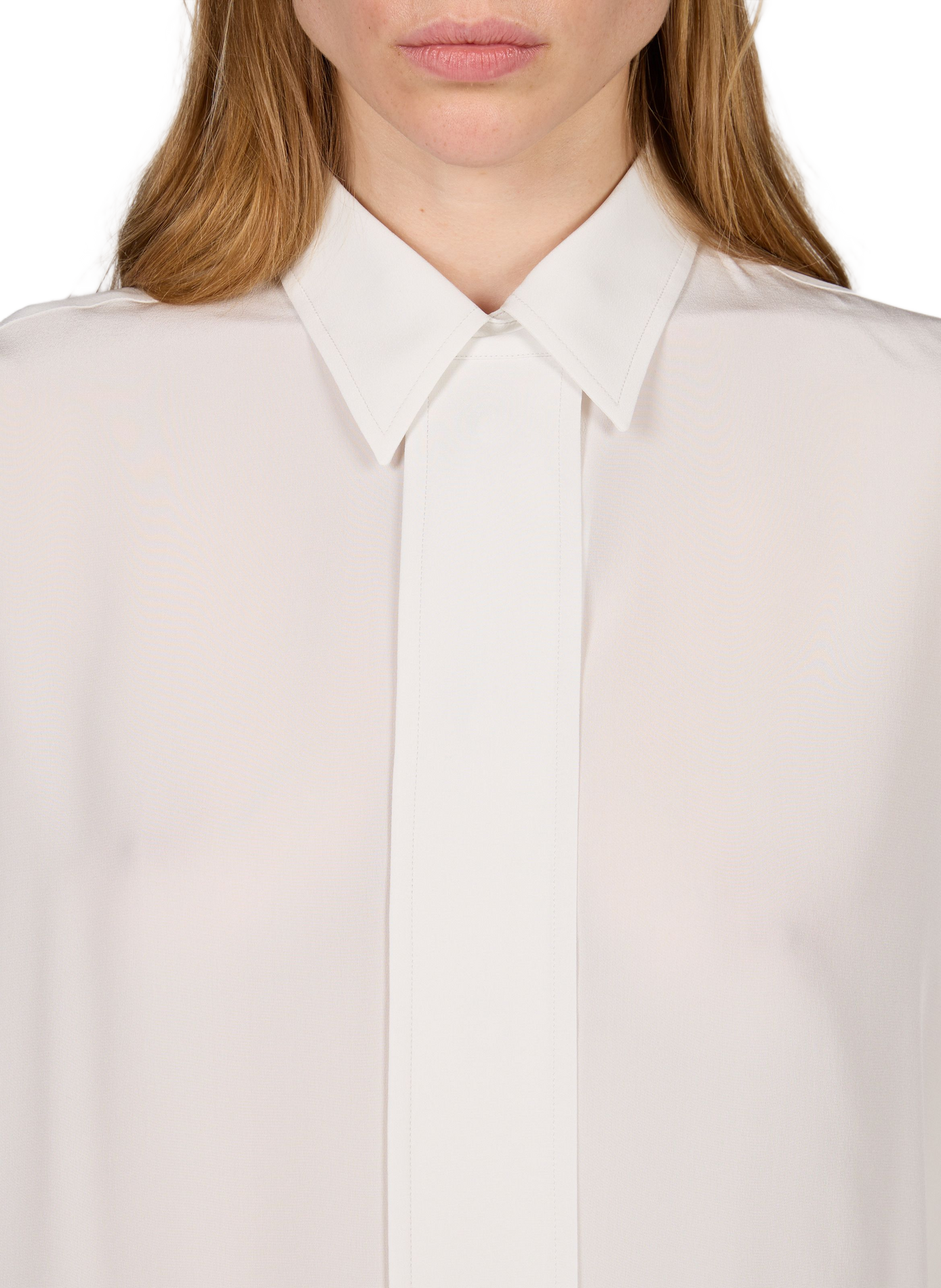 Chemise Amari à boutonnière dissimulée en soie CALVIN KLEIN COLLECTION Blanc