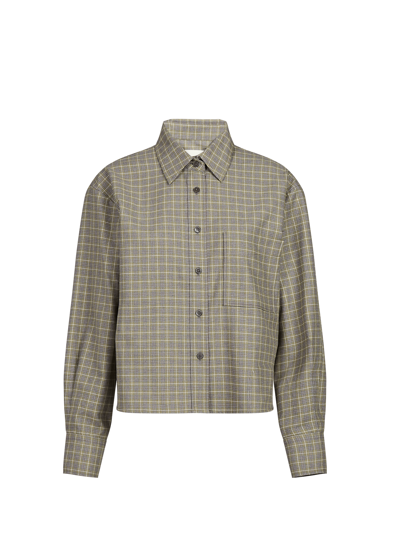 Straight classic collar checked shirt in blended cotton CLOSED Green