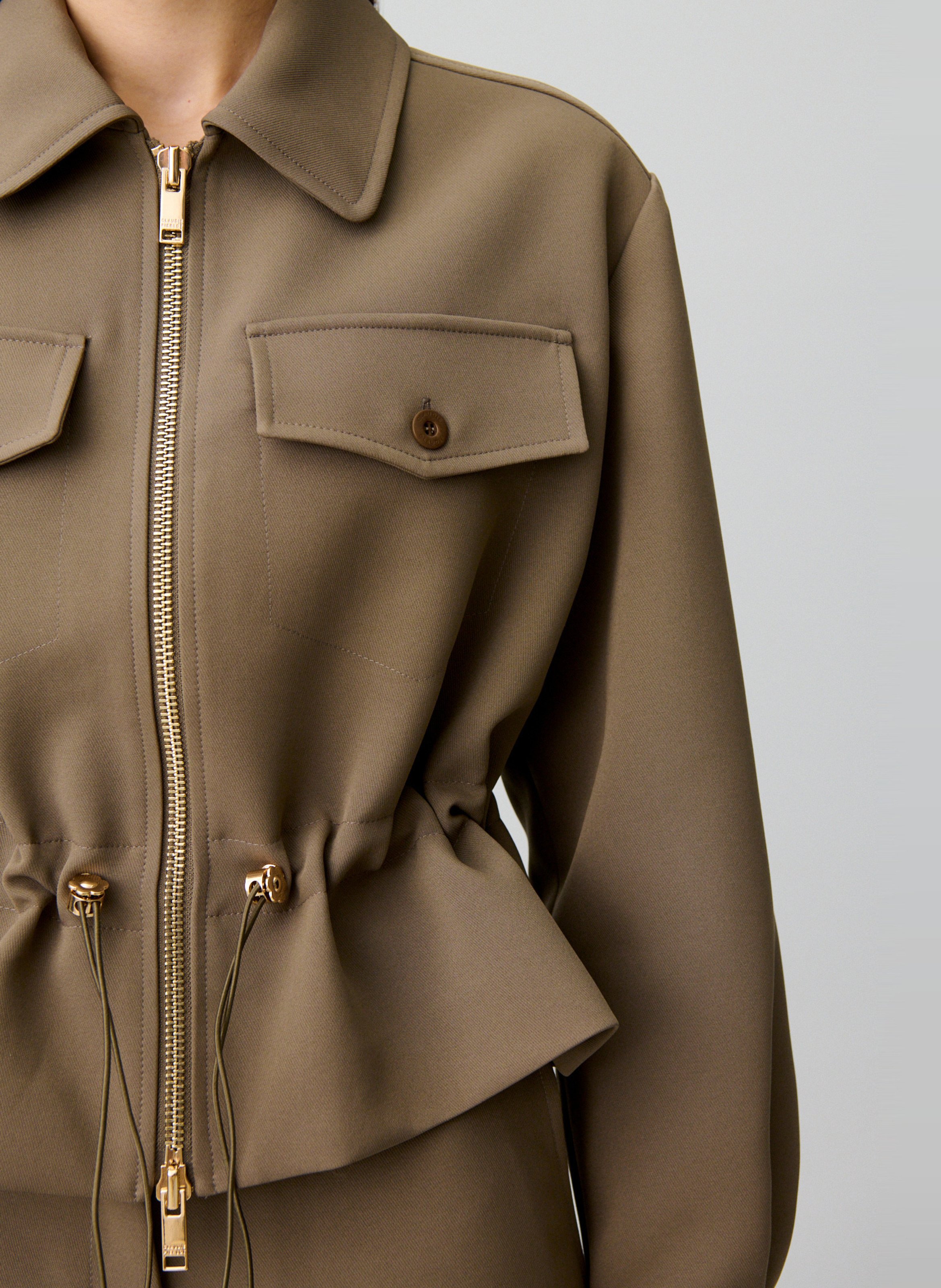 Blouson cintré manches longues uni CLAUDIE PIERLOT Kaki